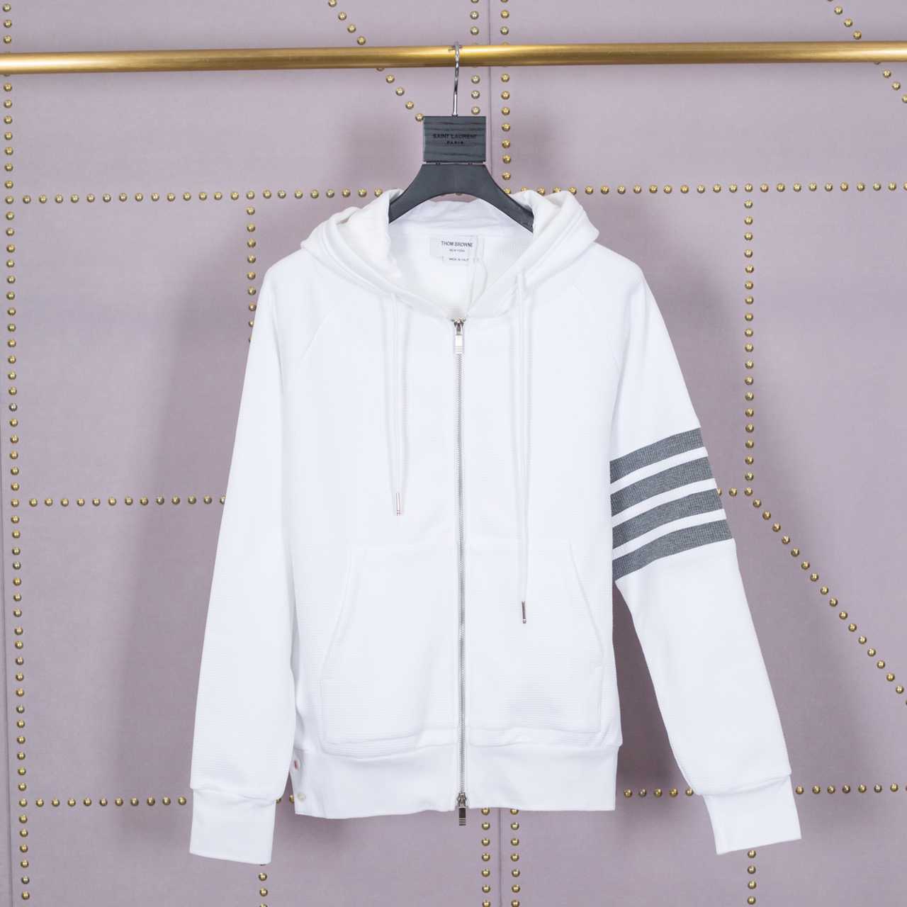 Thom Browne 4-Bar Zip-Up Cotton Hoodie - DopestKickz