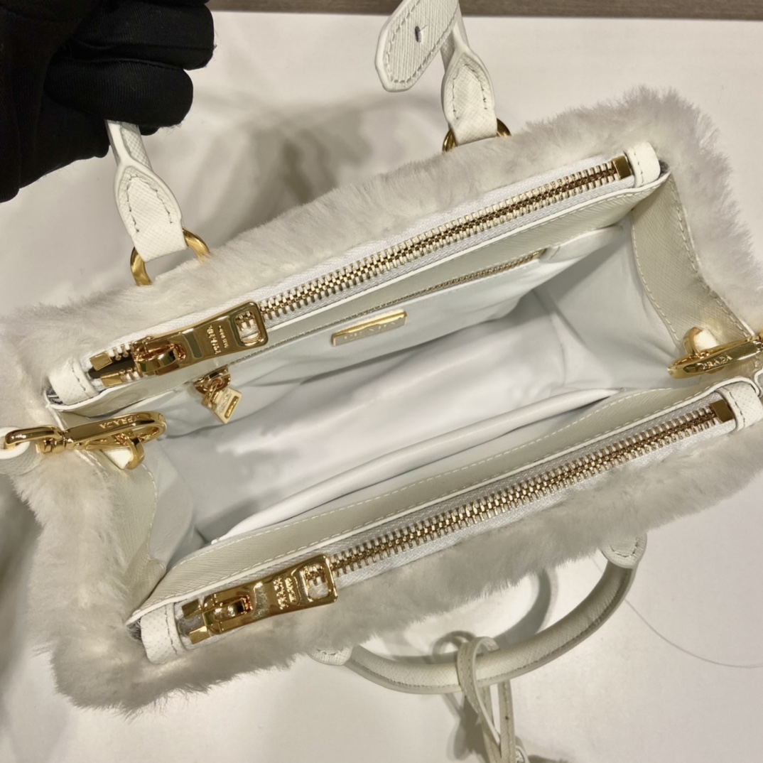 Prada Galleria Shearling Mini-Bag - DopestKickz