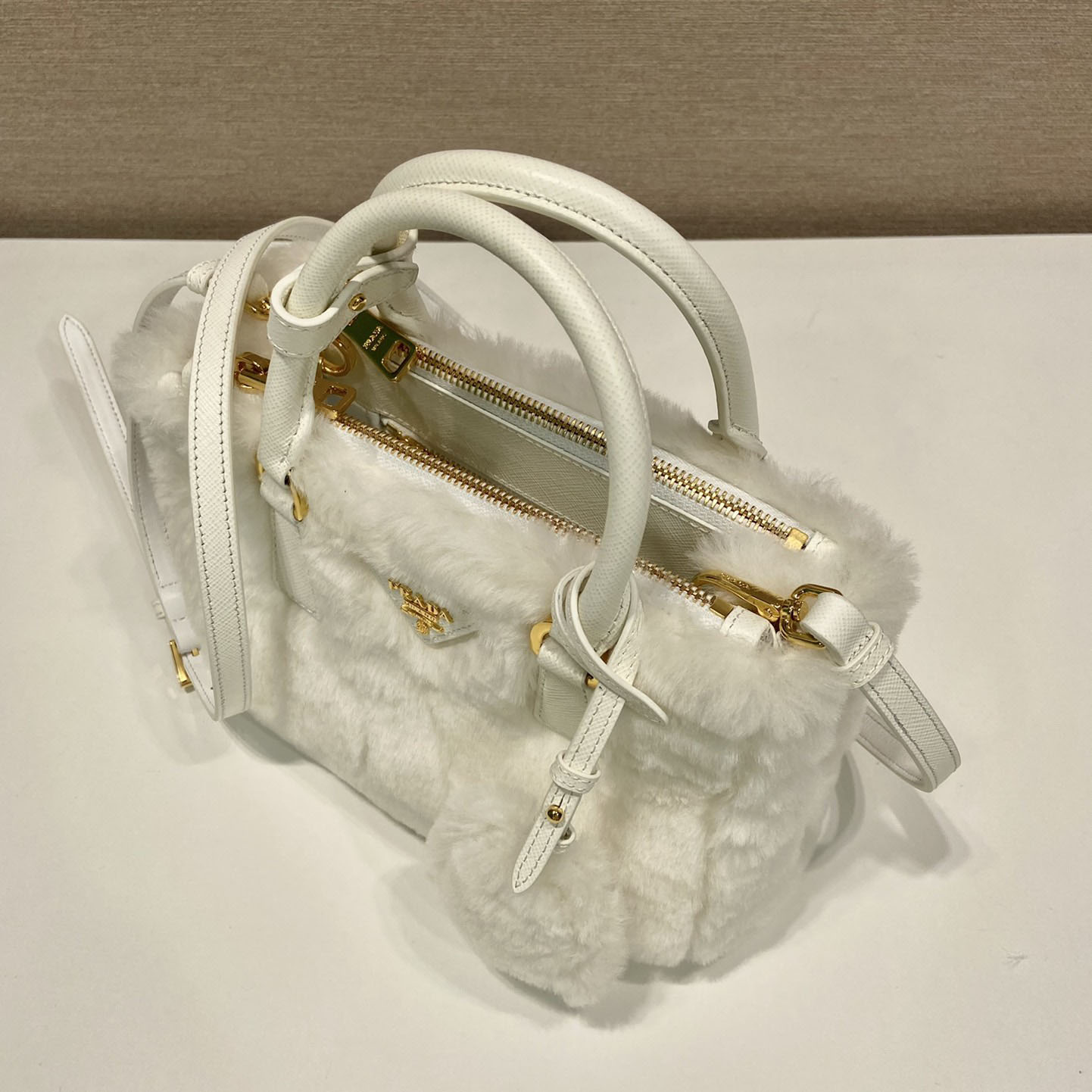 Prada Galleria Shearling Mini-Bag - DopestKickz