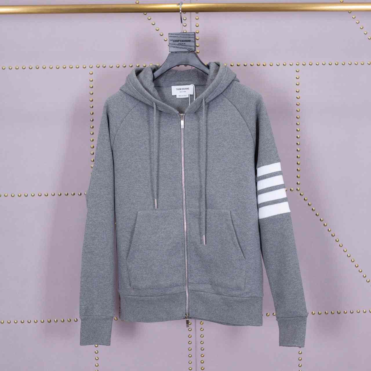 Thom Browne 4-Bar Zip-Up Cotton Hoodie - DopestKickz
