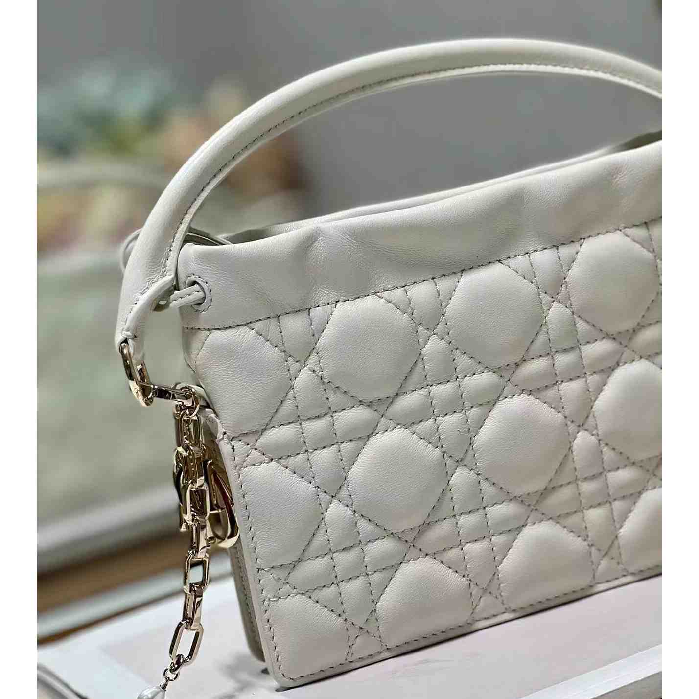 Dior Lady Dior Handle Drawstring Mini Bag - DopestKickz