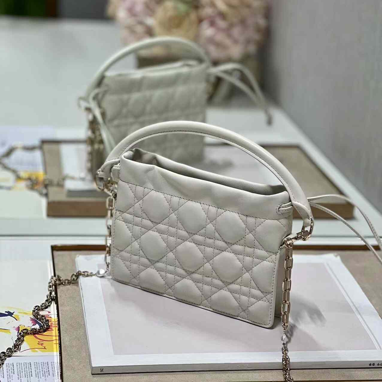 Dior Lady Dior Handle Drawstring Mini Bag - DopestKickz