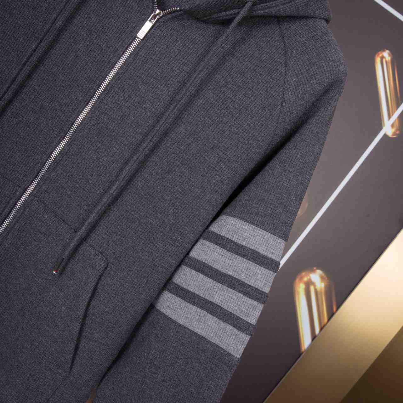 Thom Browne 4-Bar Zip-Up Cotton Hoodie - DopestKickz