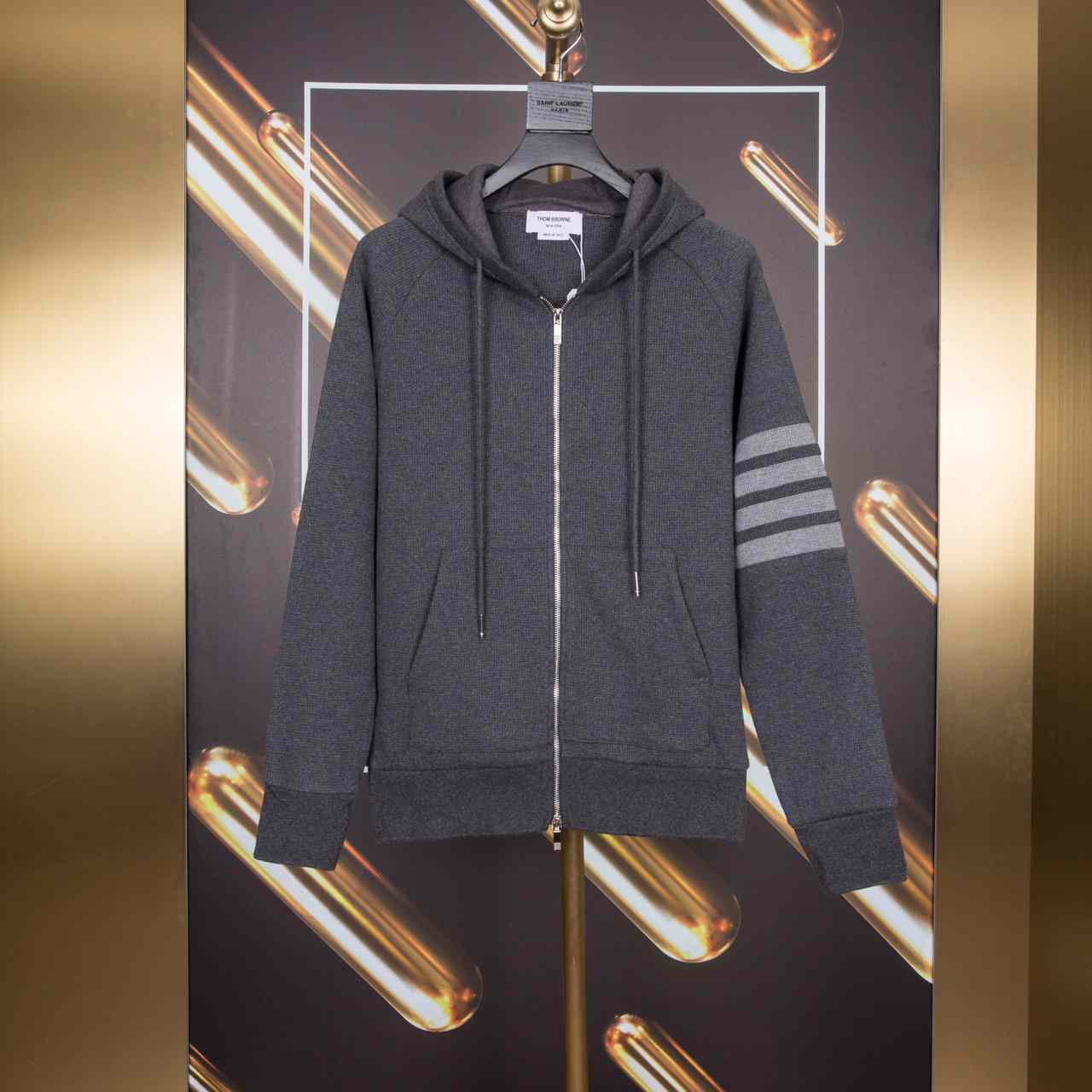 Thom Browne 4-Bar Zip-Up Cotton Hoodie - DopestKickz