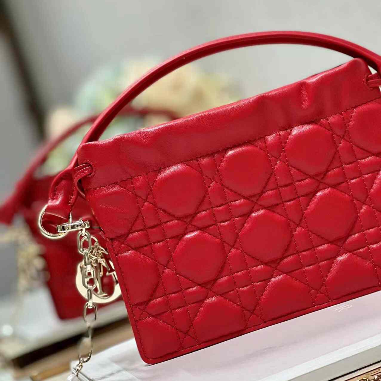 Dior Lady Dior Top Handle Drawstring Mini Bag - DopestKickz