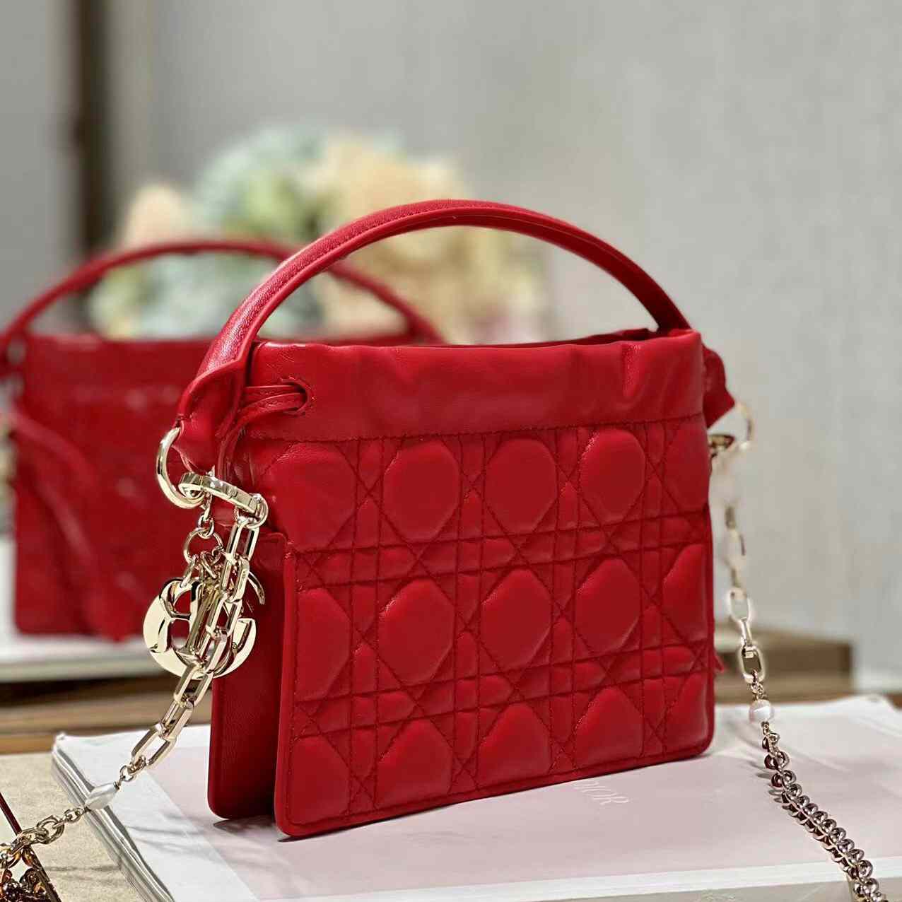 Dior Lady Dior Top Handle Drawstring Mini Bag - DopestKickz