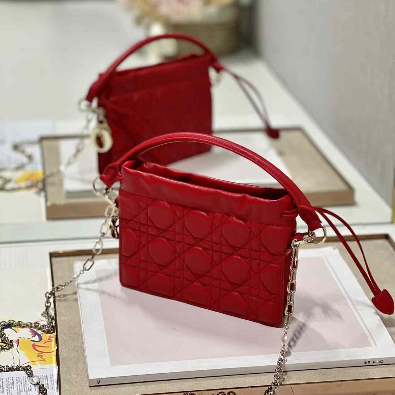 Dior Lady Dior Top Handle Drawstring Mini Bag - DopestKickz