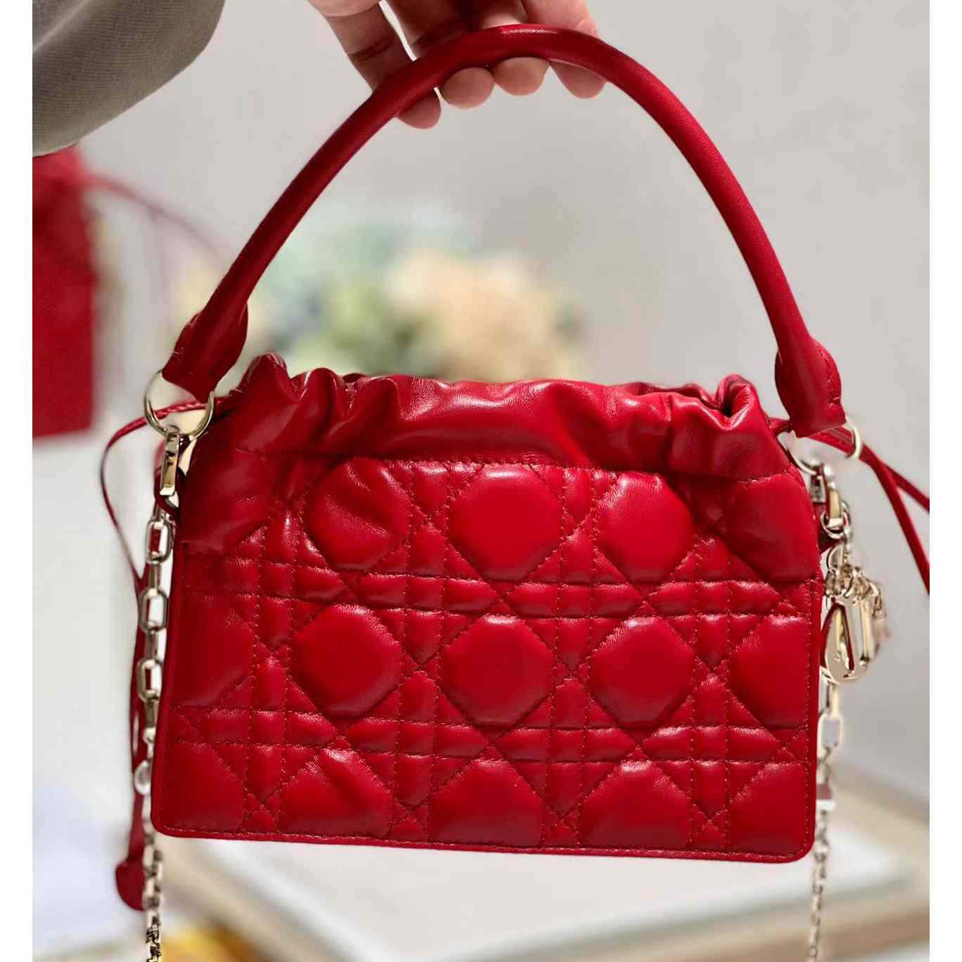 Dior Lady Dior Top Handle Drawstring Mini Bag - DopestKickz