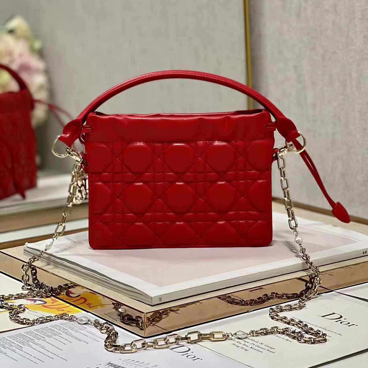 Dior Lady Dior Top Handle Drawstring Mini Bag - DopestKickz