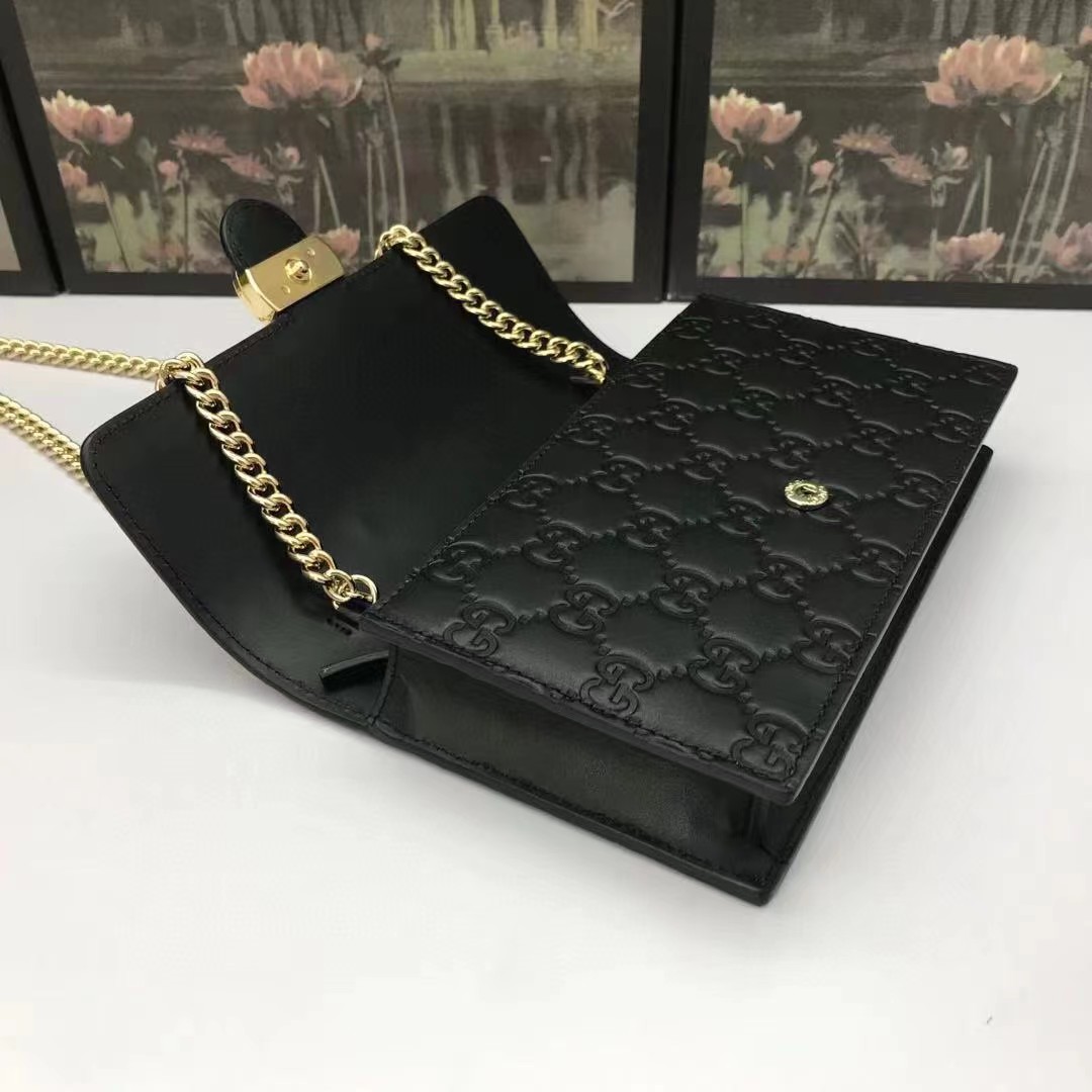 Gucci Guccissima Icon Chain Wallet Black(20-13-6cm) - DopestKickz