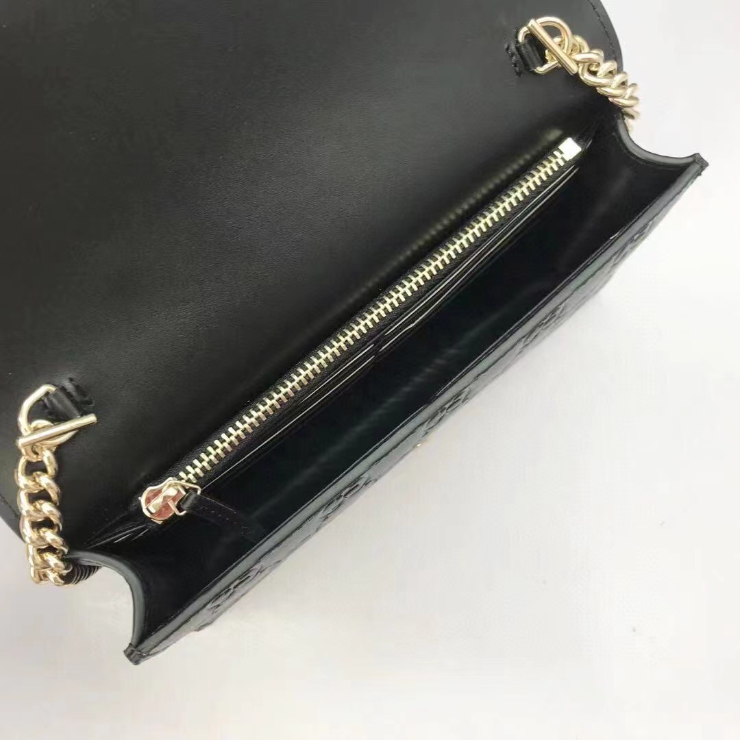 Gucci Guccissima Icon Chain Wallet Black(20-13-6cm) - DopestKickz