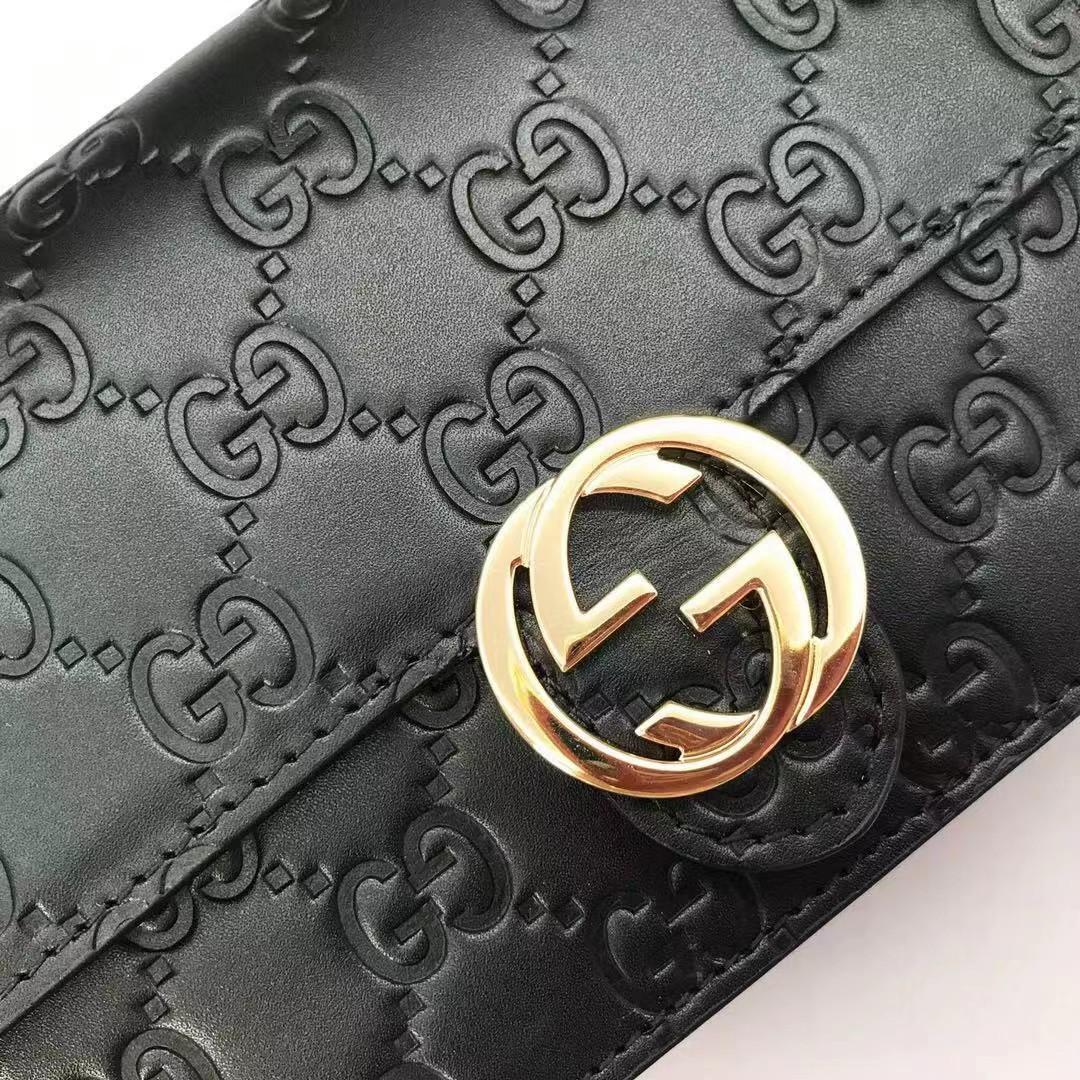 Gucci Guccissima Icon Chain Wallet Black(20-13-6cm) - DopestKickz
