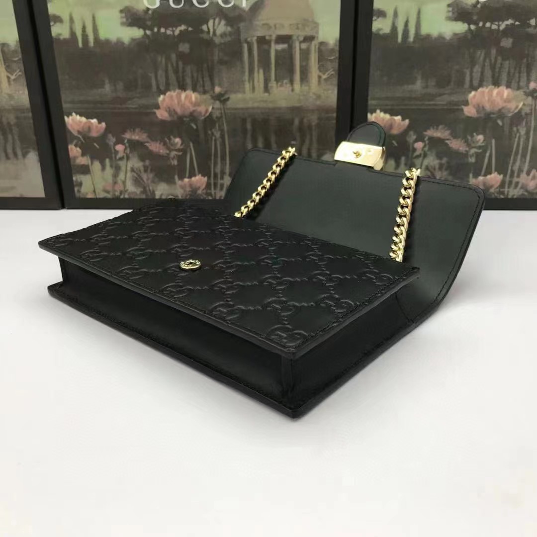 Gucci Guccissima Icon Chain Wallet Black(20-13-6cm) - DopestKickz