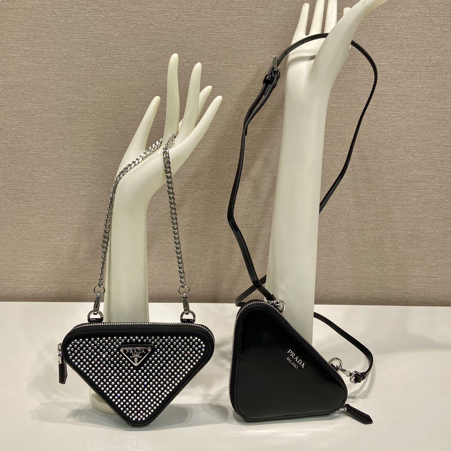 Prada Embellished Satin And Leather Mini-Pouch - DopestKickz