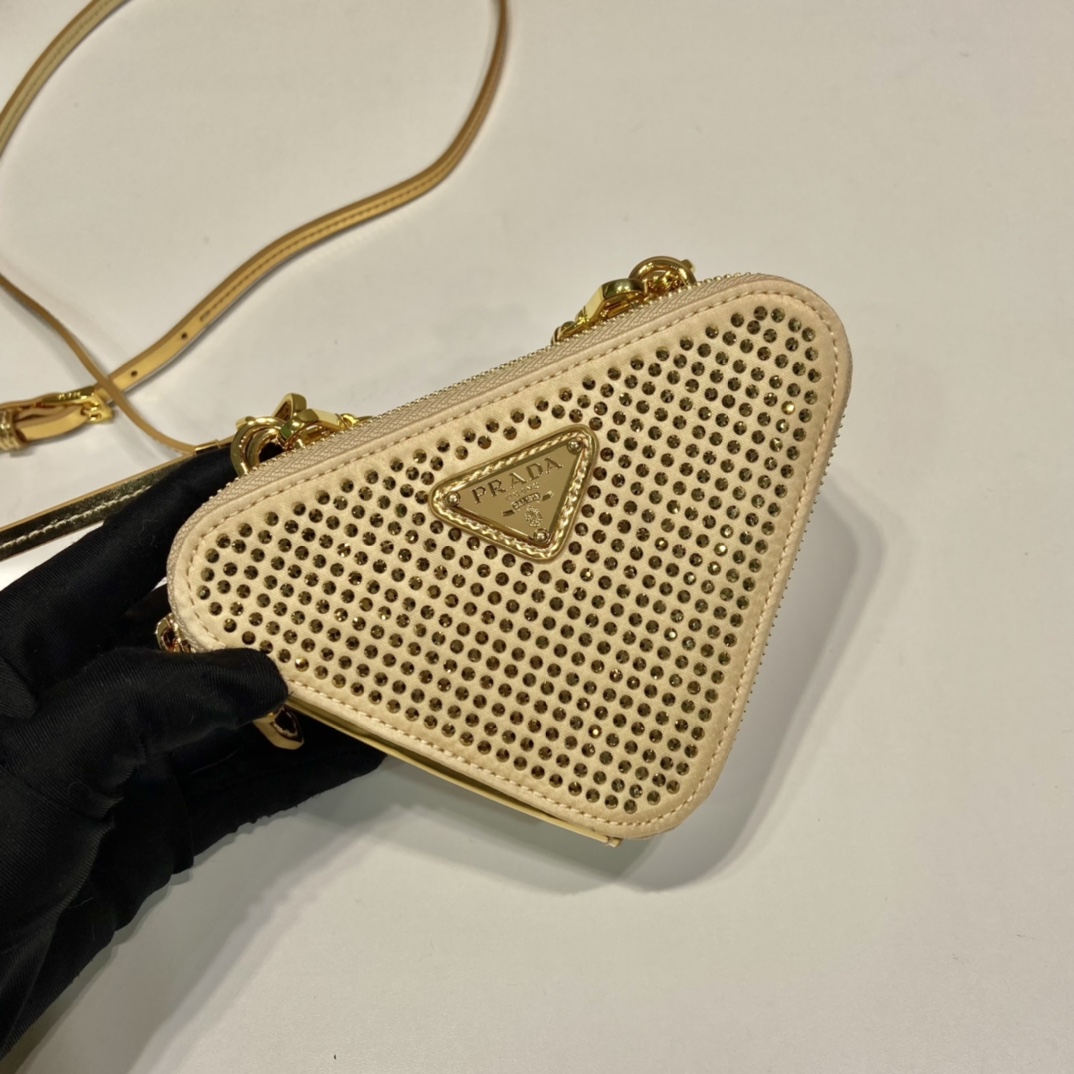 Prada Embellished Satin And Leather Mini-Pouch - DopestKickz