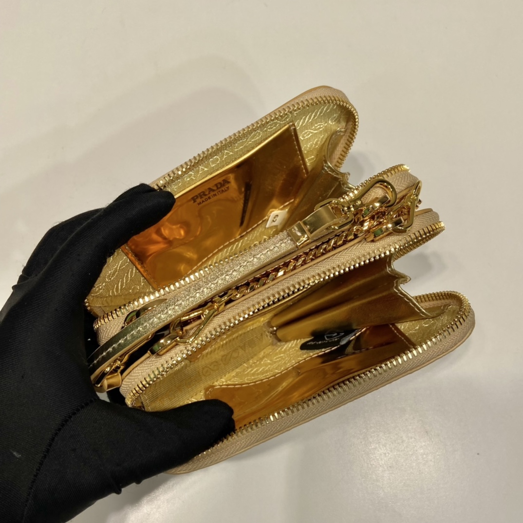 Prada Embellished Satin And Leather Mini-Pouch - DopestKickz