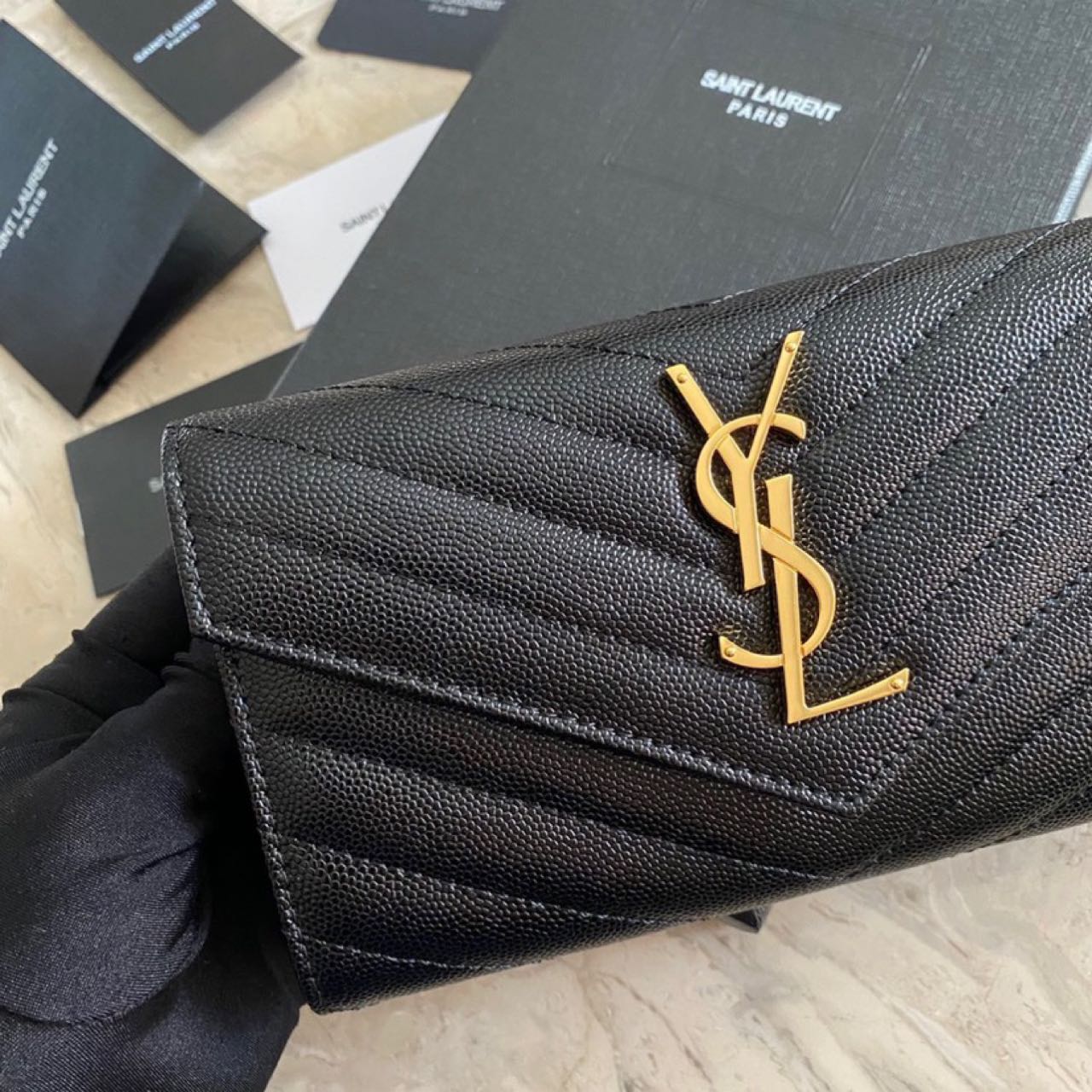 Saint Laurent Monogram Leather Wallet(19-11-3CM) - DopestKickz