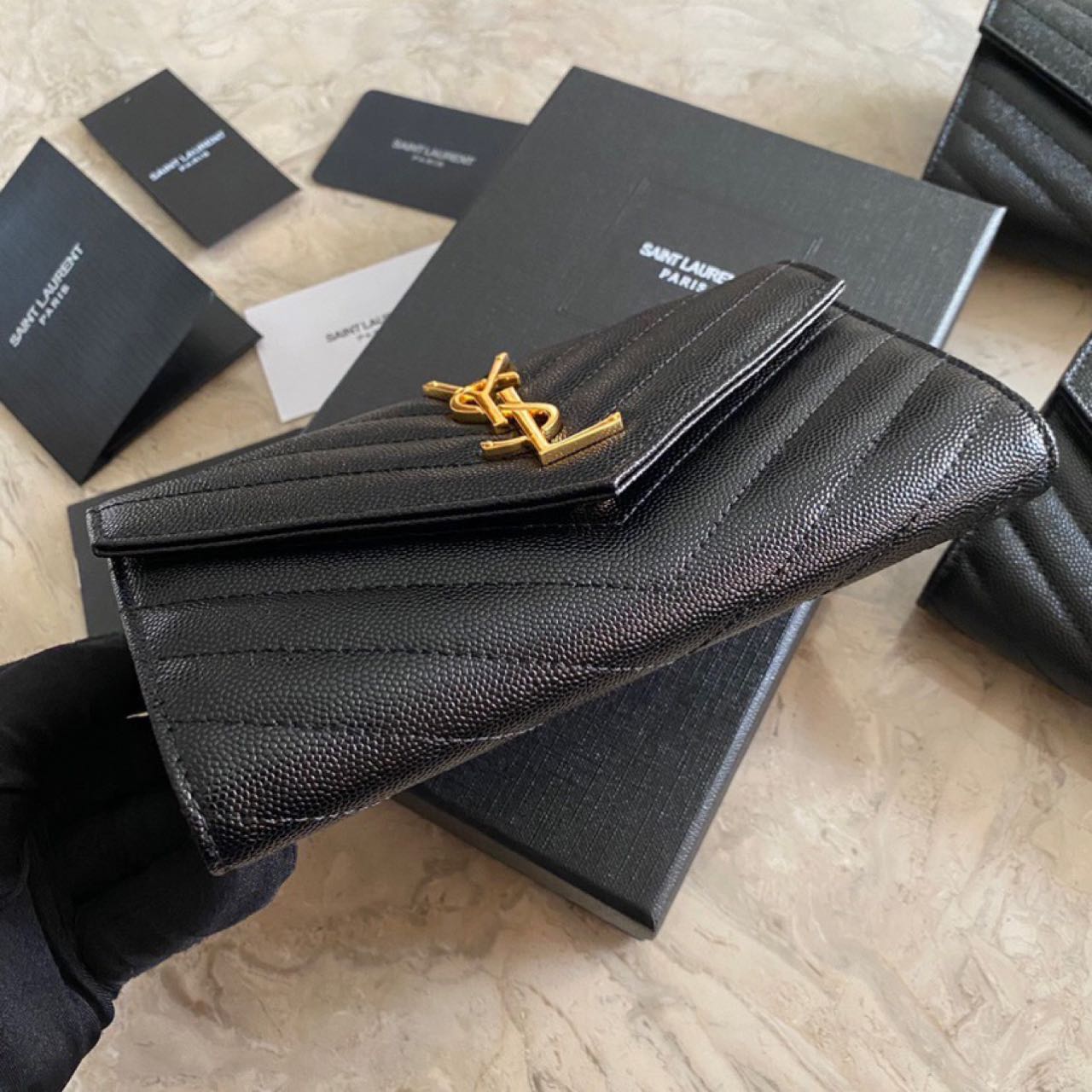 Saint Laurent Monogram Leather Wallet(19-11-3CM) - DopestKickz