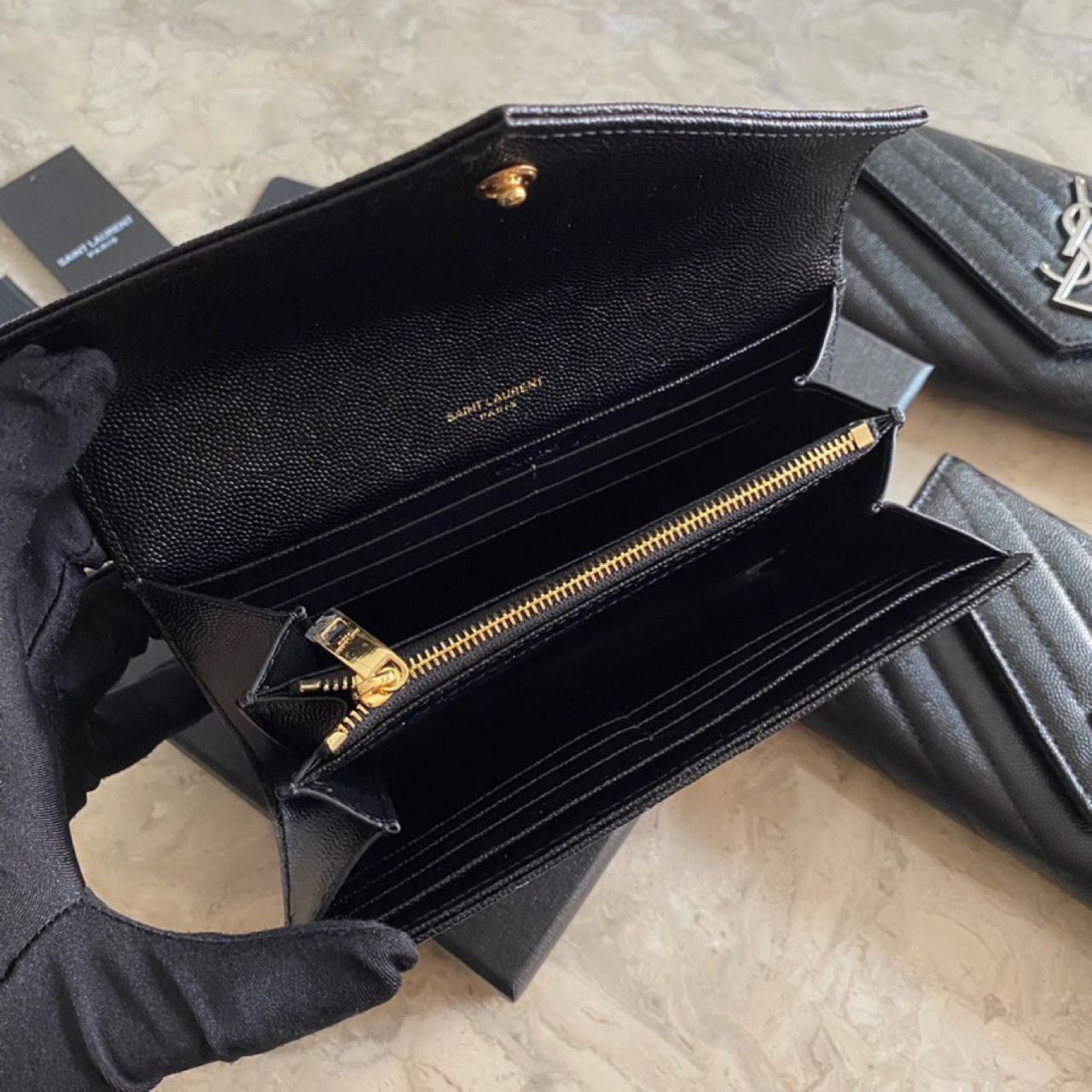 Saint Laurent Monogram Leather Wallet(19-11-3CM) - DopestKickz
