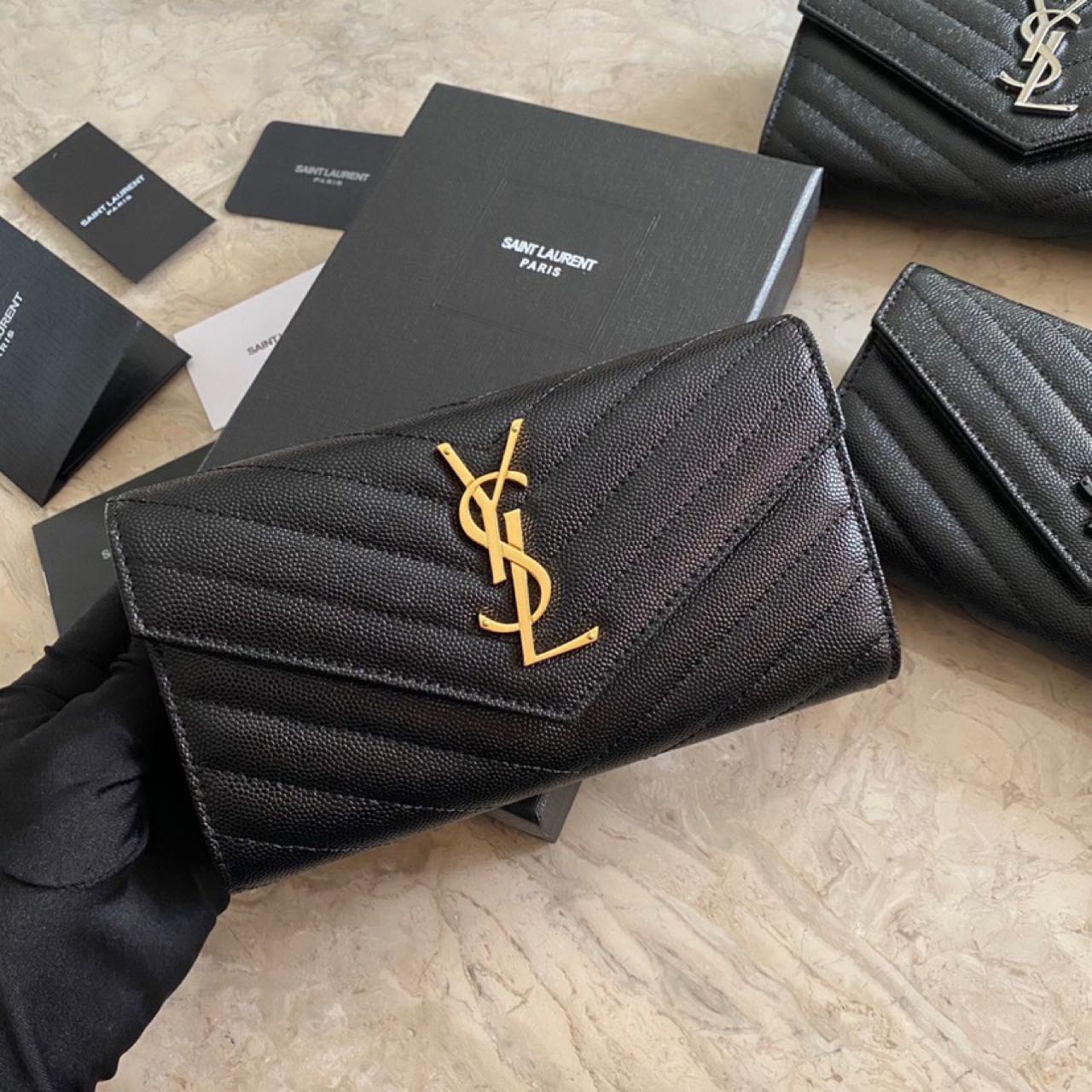 Saint Laurent Monogram Leather Wallet(19-11-3CM) - DopestKickz