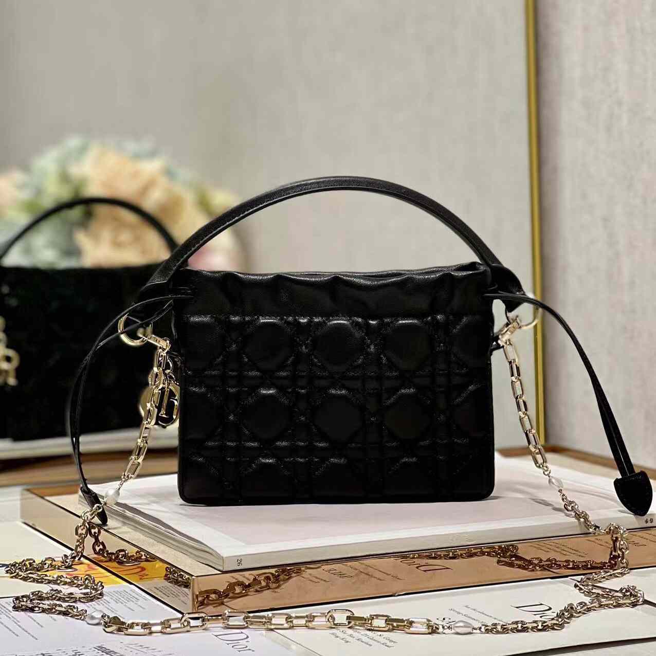 Dior Lady Dior Top Handle Drawstring Mini Bag - DopestKickz