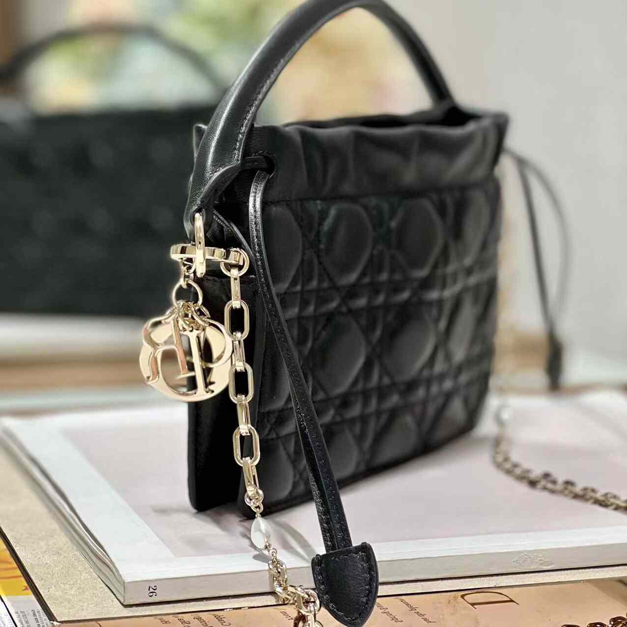 Dior Lady Dior Top Handle Drawstring Mini Bag - DopestKickz