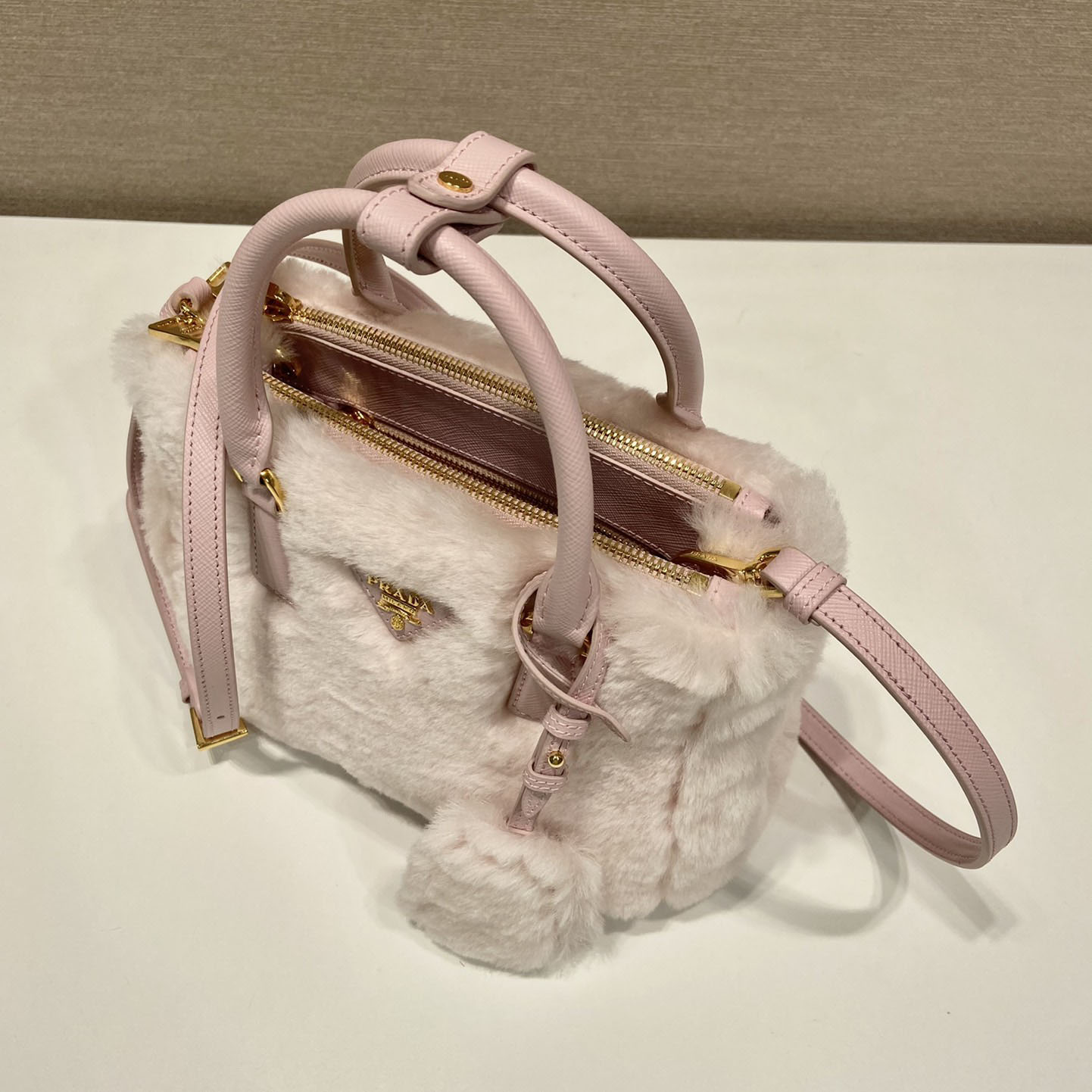 Prada Galleria Shearling Mini-Bag - DopestKickz
