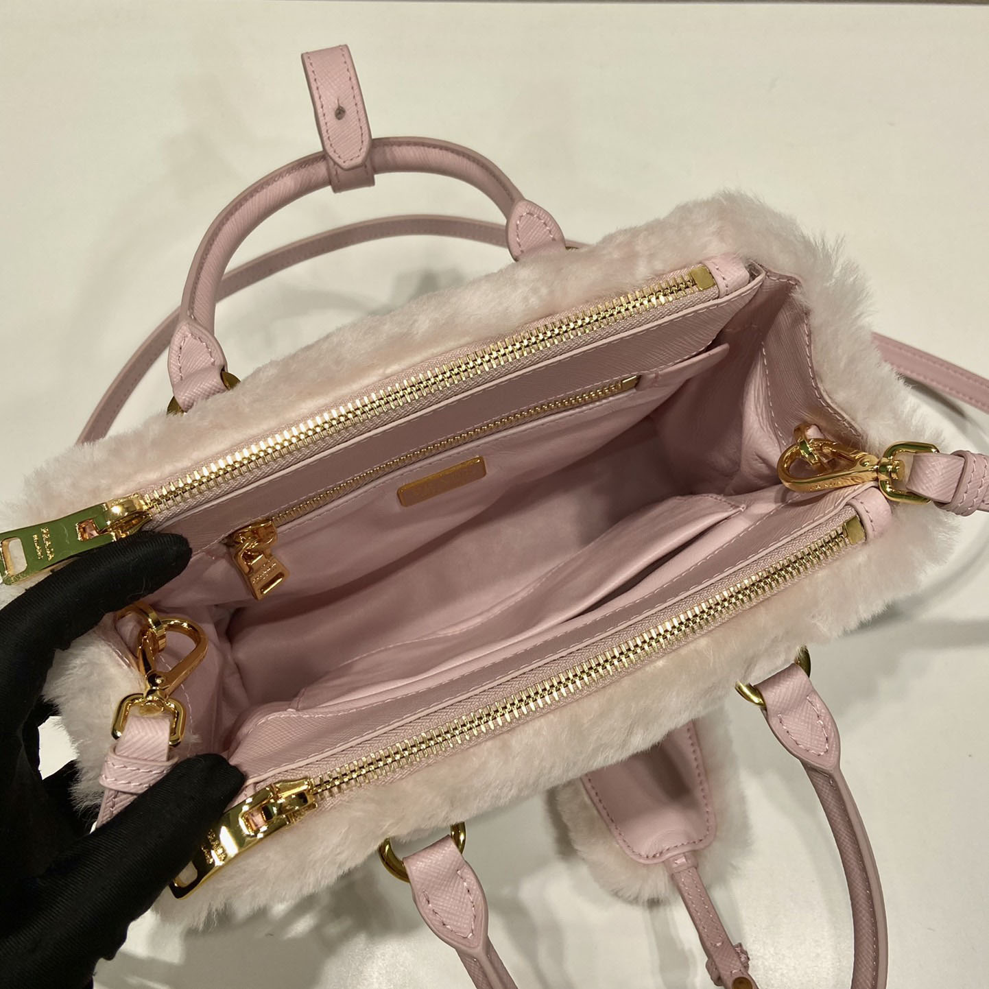 Prada Galleria Shearling Mini-Bag - DopestKickz