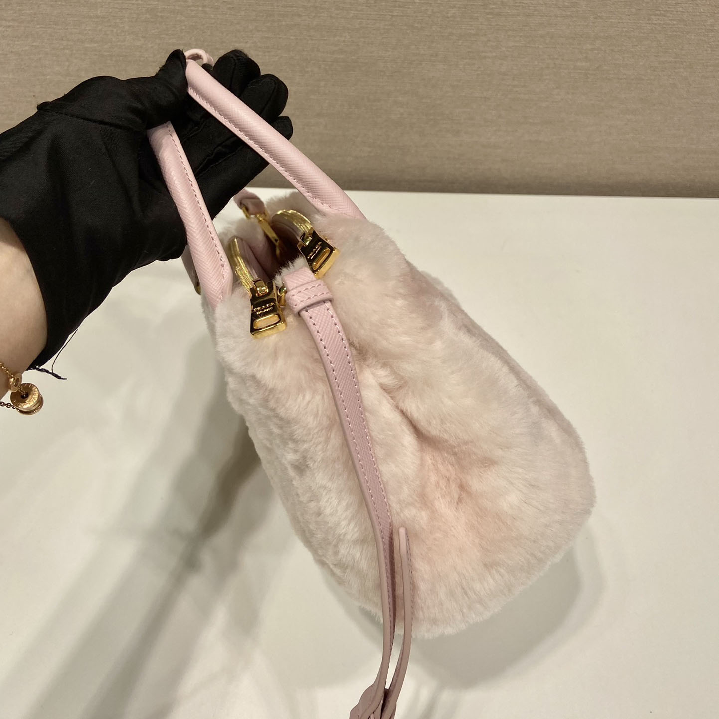 Prada Galleria Shearling Mini-Bag - DopestKickz
