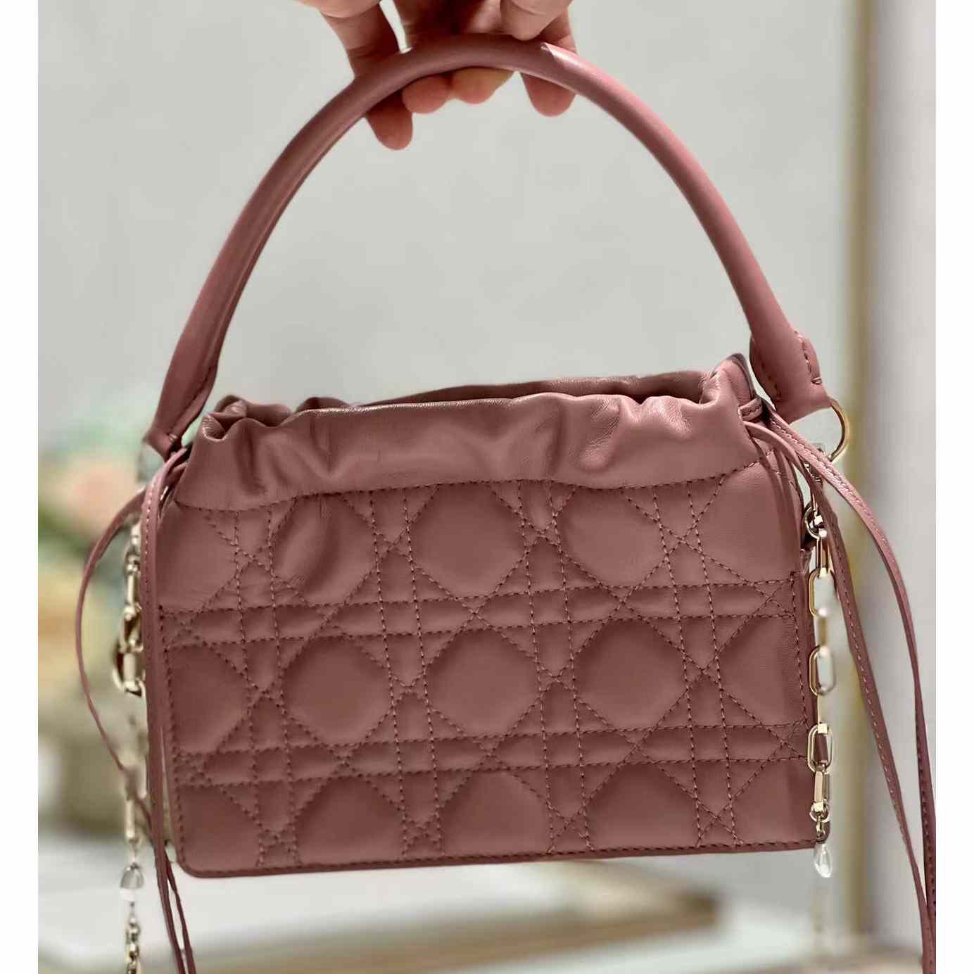 Dior Lady Dior Top Handle Drawstring Mini Bag - DopestKickz