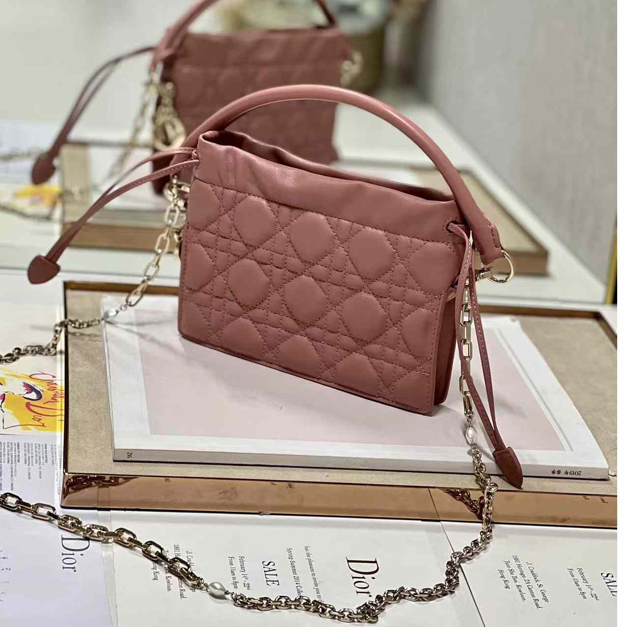 Dior Lady Dior Top Handle Drawstring Mini Bag - DopestKickz