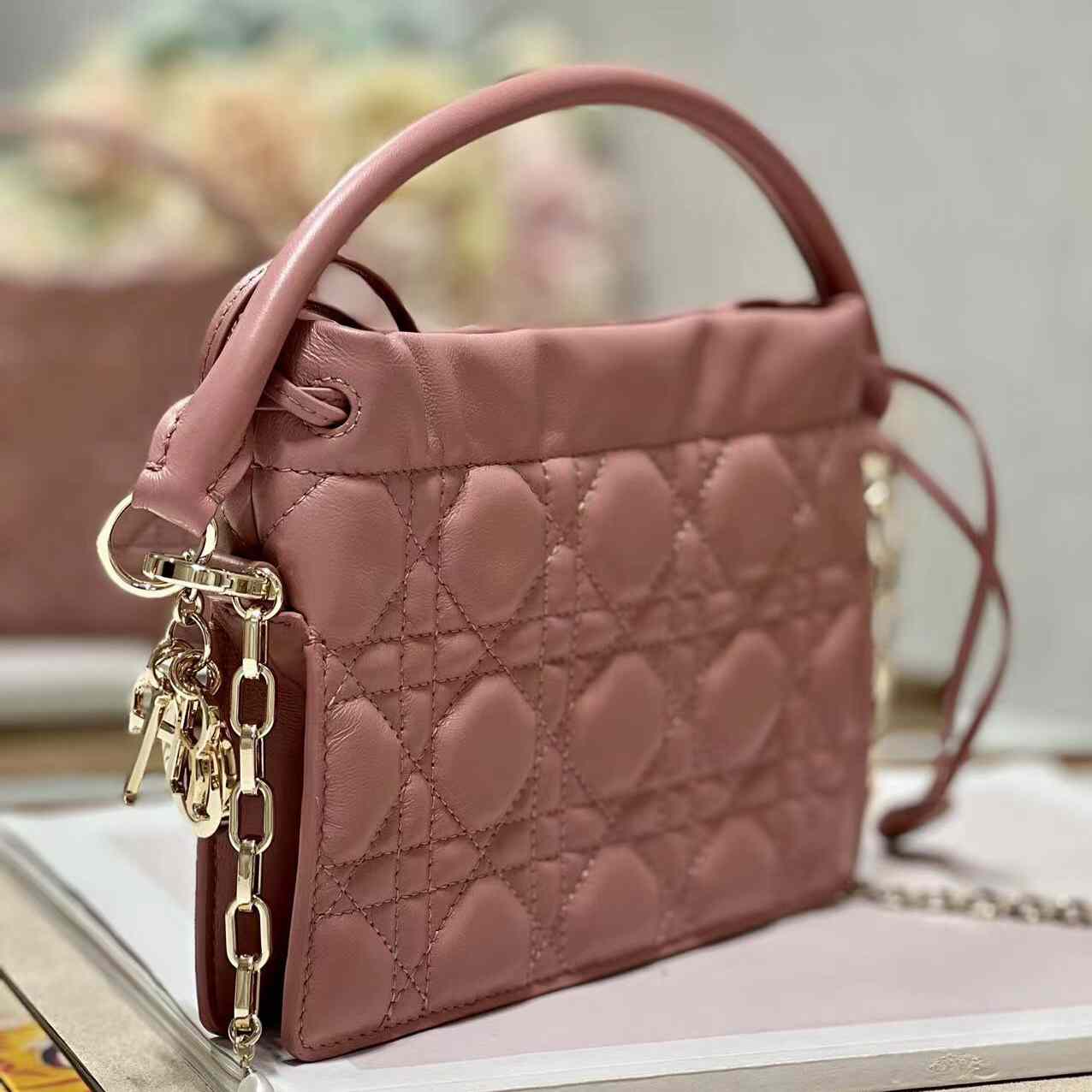 Dior Lady Dior Top Handle Drawstring Mini Bag - DopestKickz