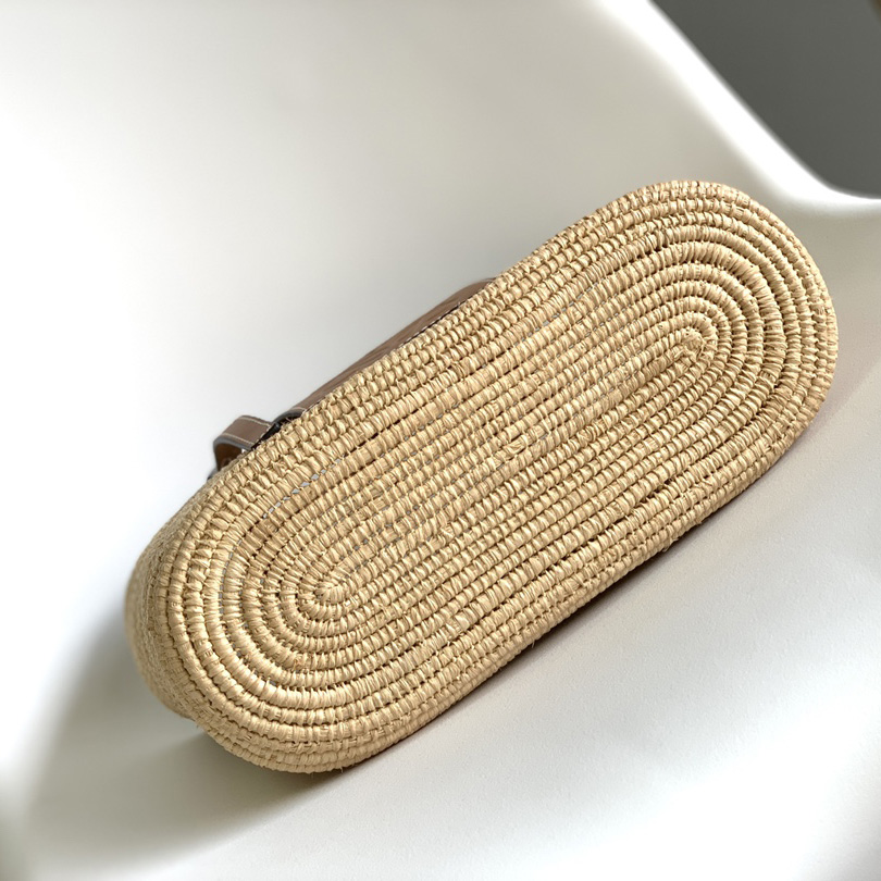 Loewe Small Square Basket bag In Raffia And Calfskin (30*21*11cm) - DopestKickz