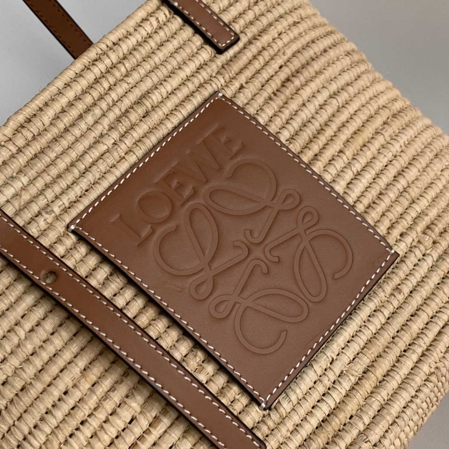 Loewe Small Square Basket bag In Raffia And Calfskin (30*21*11cm) - DopestKickz