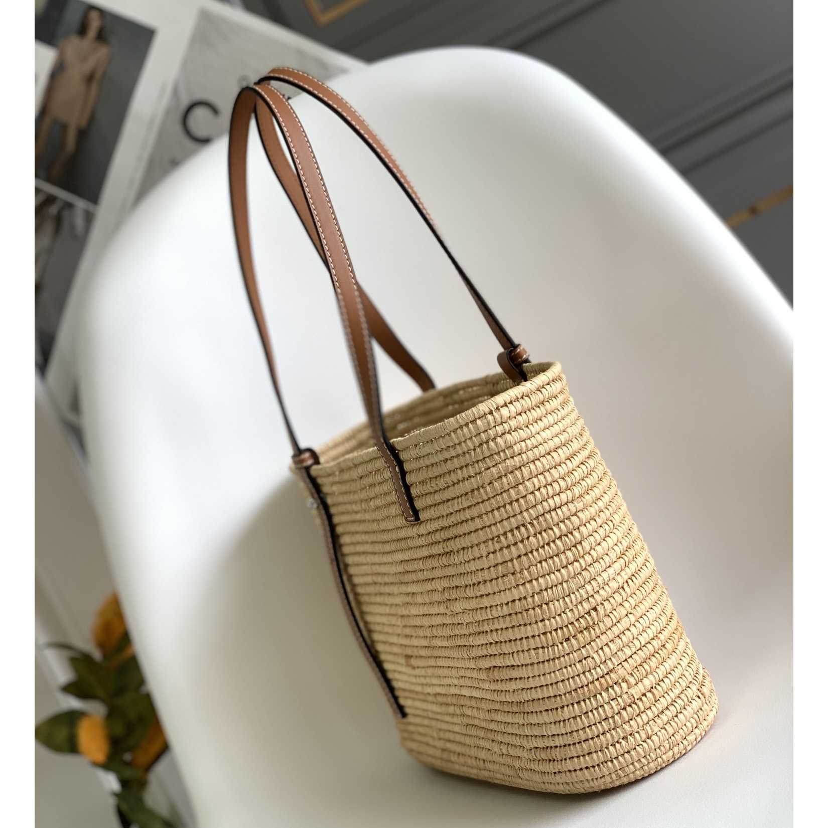 Loewe Small Square Basket bag In Raffia And Calfskin (30*21*11cm) - DopestKickz