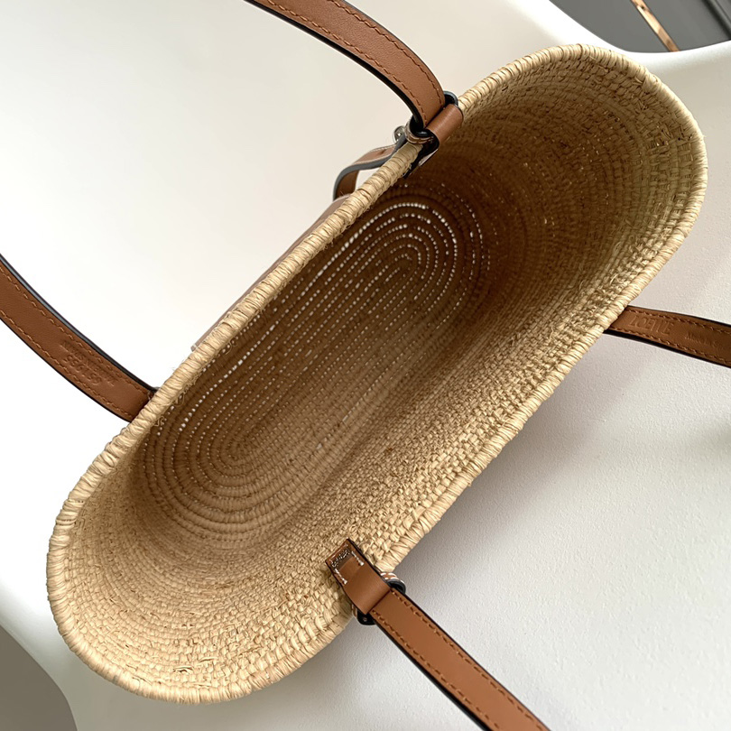 Loewe Small Square Basket bag In Raffia And Calfskin (30*21*11cm) - DopestKickz