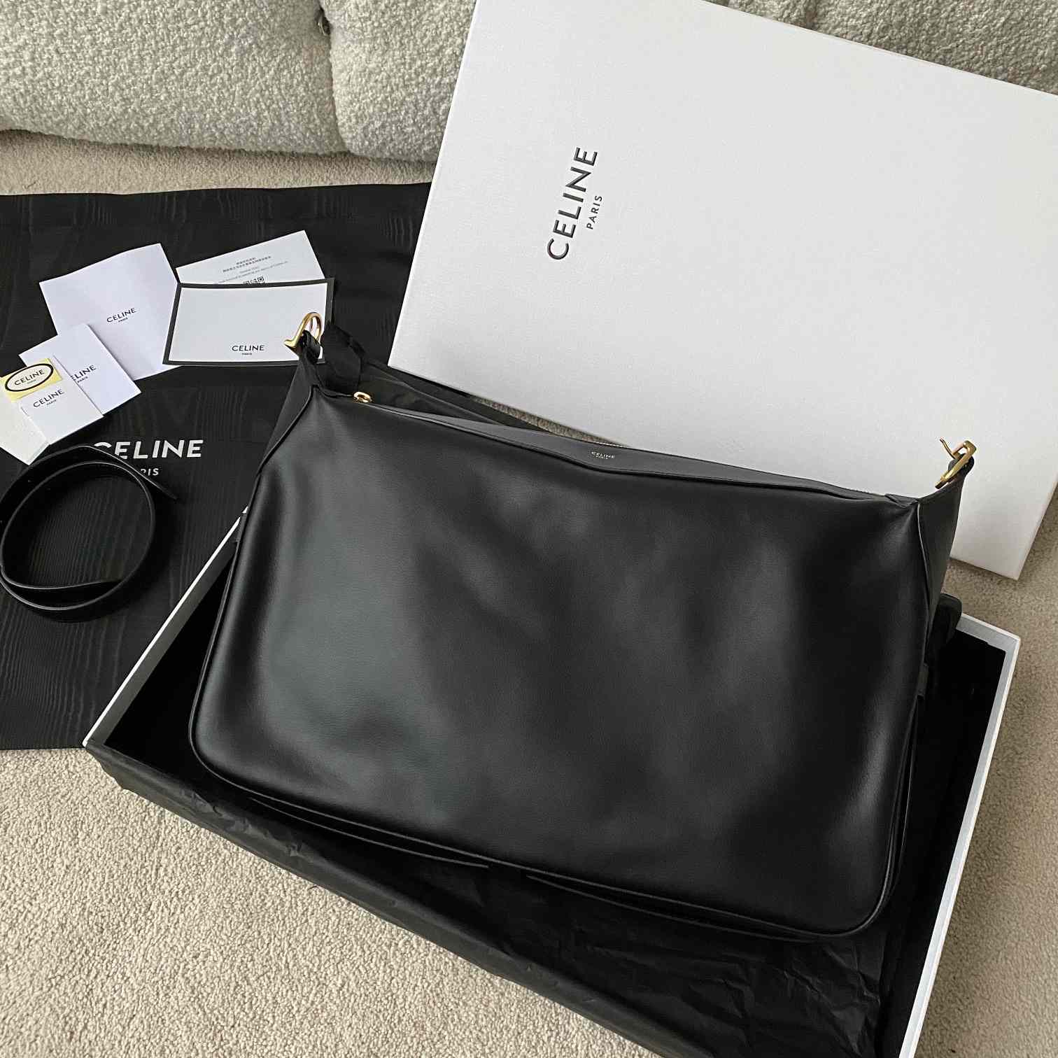 Celine Large Romy In Supple Calfskin Black - DopestKickz