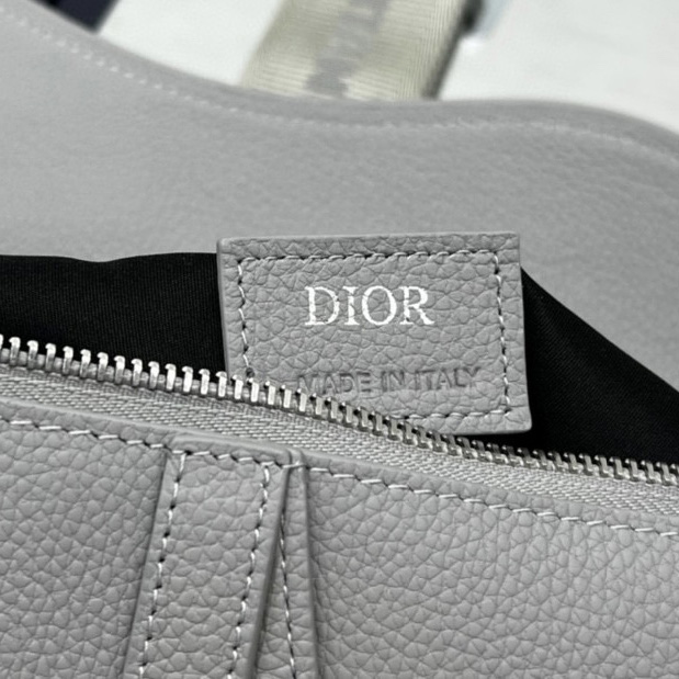 Dior Saddle Bag Dior Gray Grained Calfskin With Christian Dior 1947 Signature (26 x 19 x 4.5CM) - DopestKickz