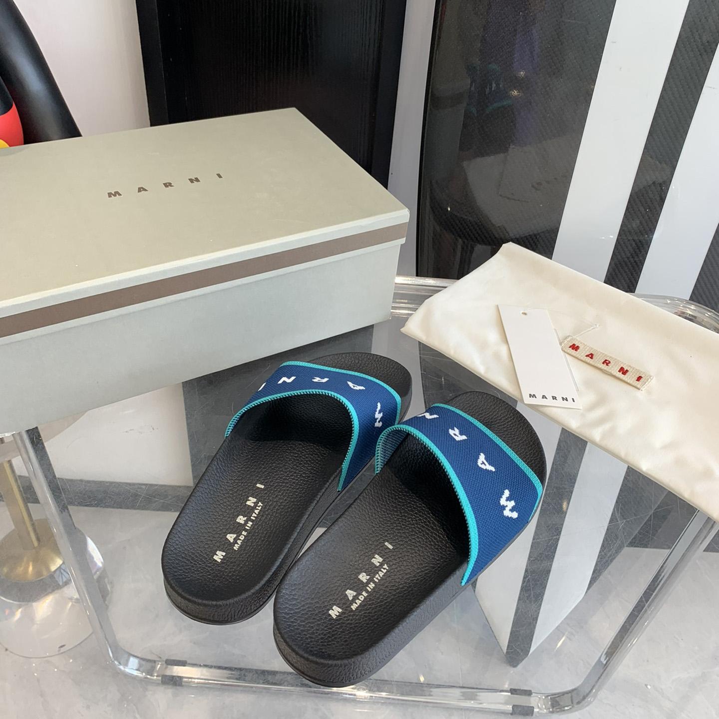 Marni Blue Logo Jacquard Rubber Slide - DopestKickz