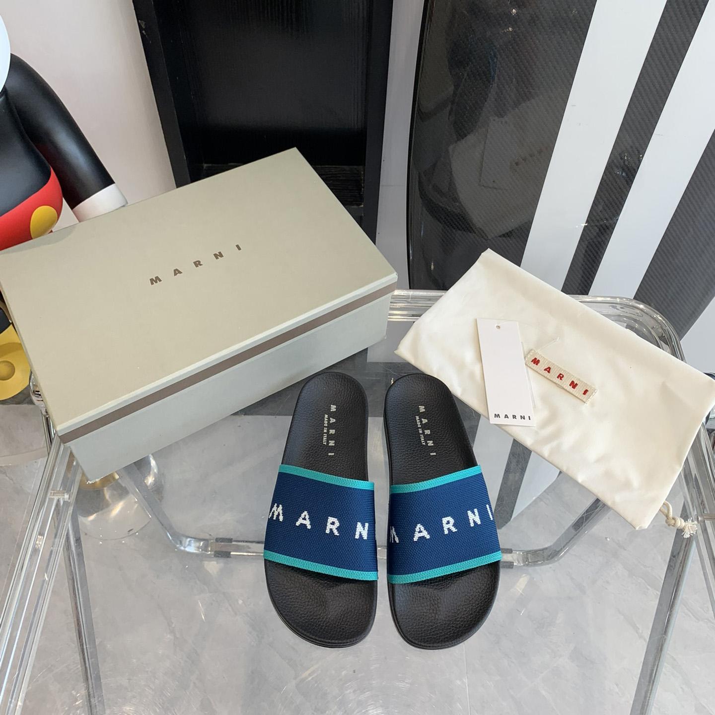 Marni Blue Logo Jacquard Rubber Slide - DopestKickz