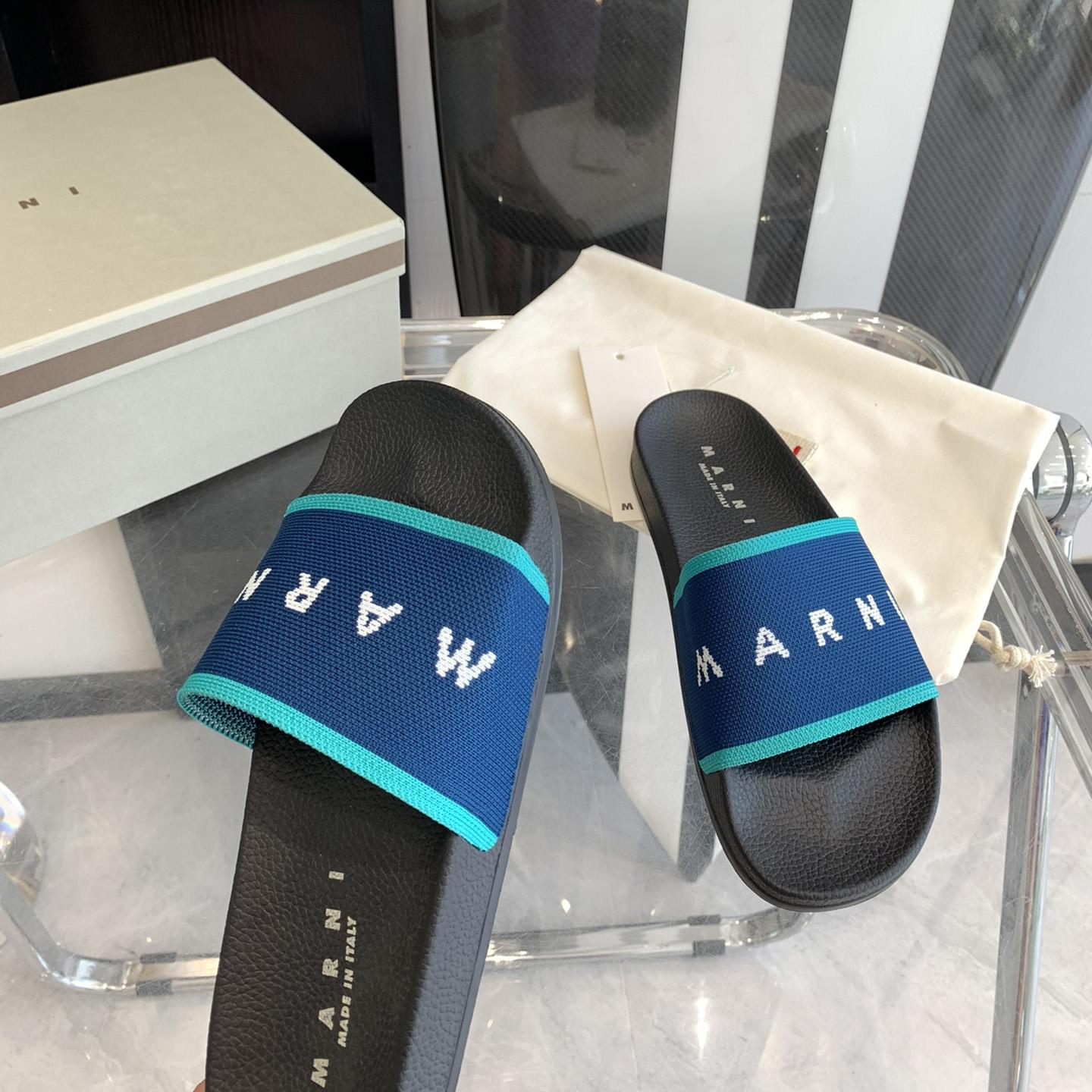 Marni Blue Logo Jacquard Rubber Slide - DopestKickz