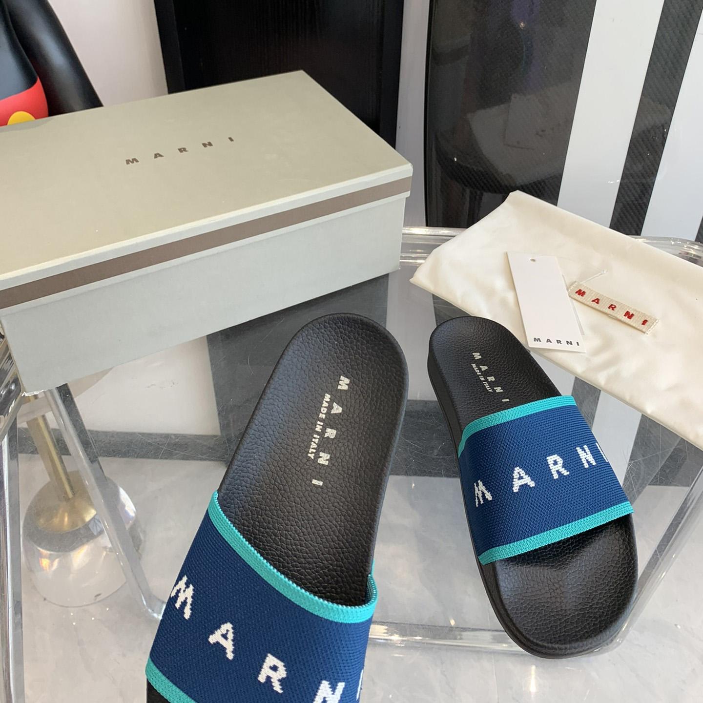 Marni Blue Logo Jacquard Rubber Slide - DopestKickz