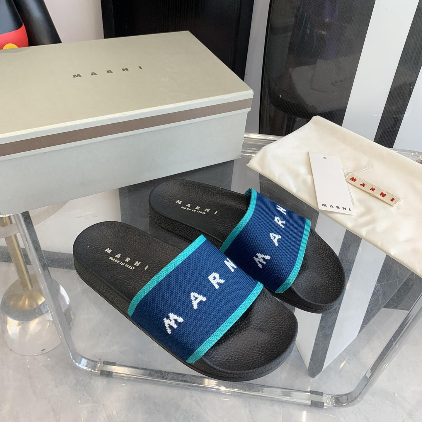 Marni Blue Logo Jacquard Rubber Slide - DopestKickz