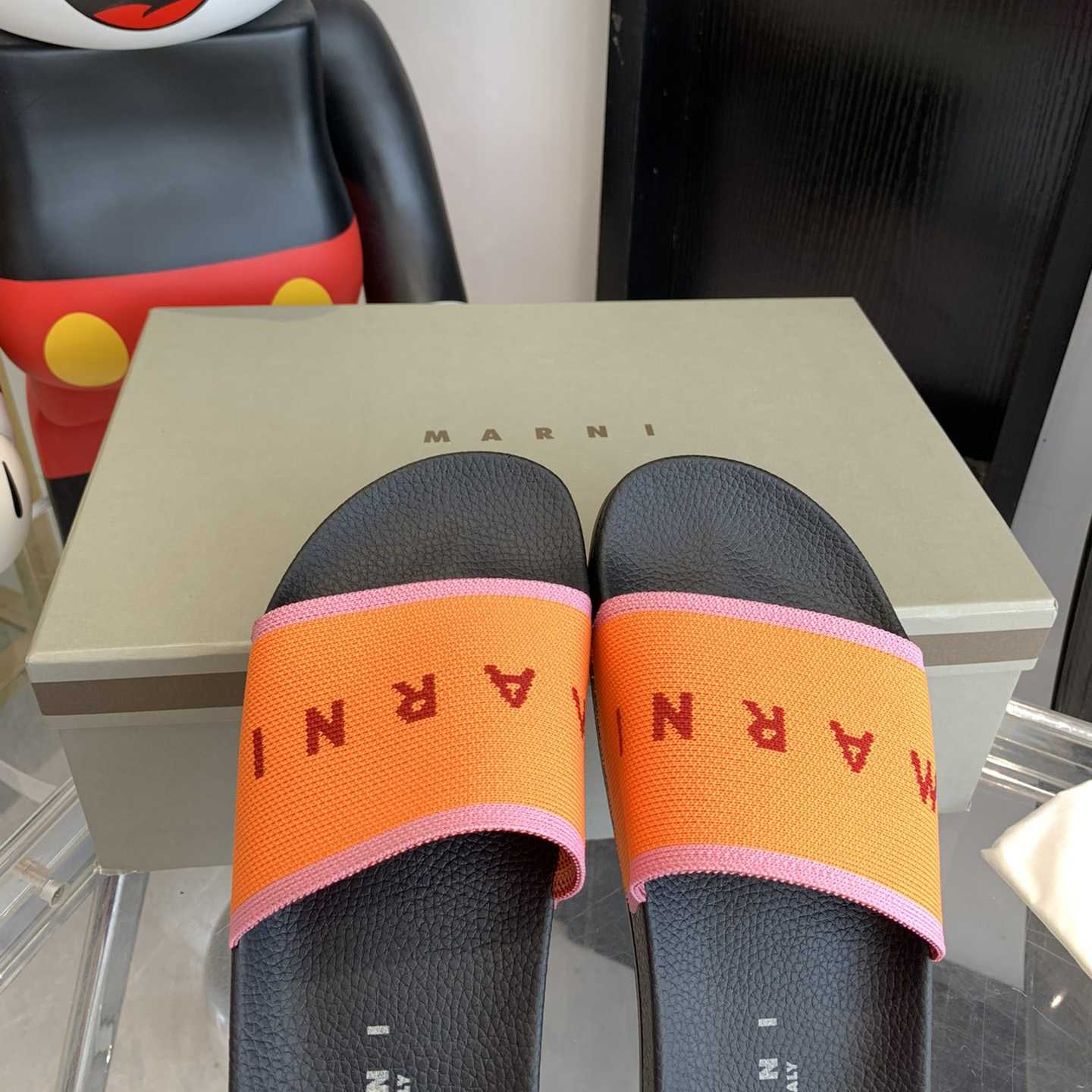 Marni Orange Logo Jacquard Rubber Slide - DopestKickz