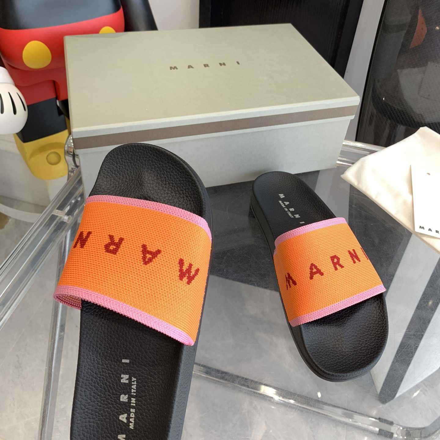 Marni Orange Logo Jacquard Rubber Slide - DopestKickz