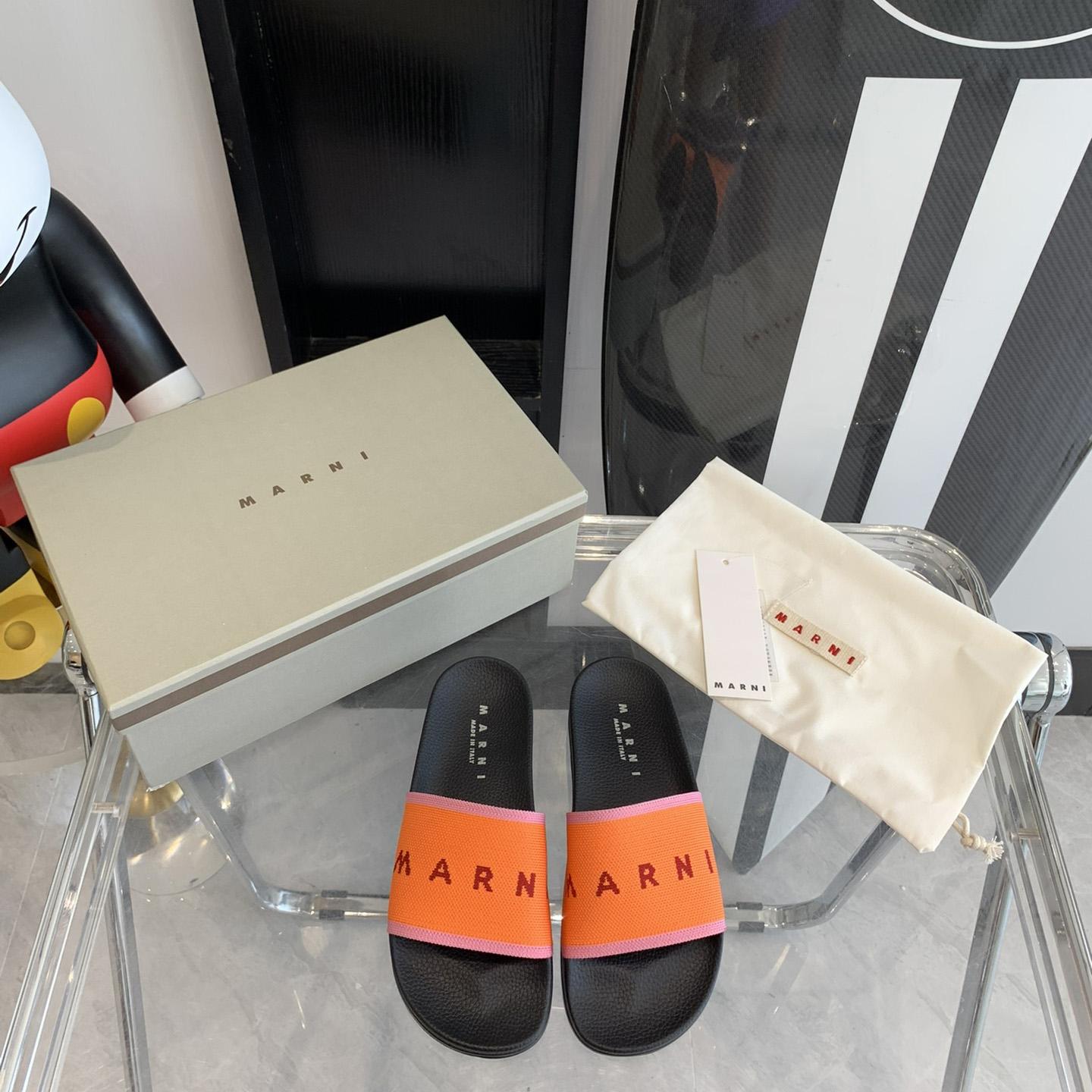 Marni Orange Logo Jacquard Rubber Slide - DopestKickz