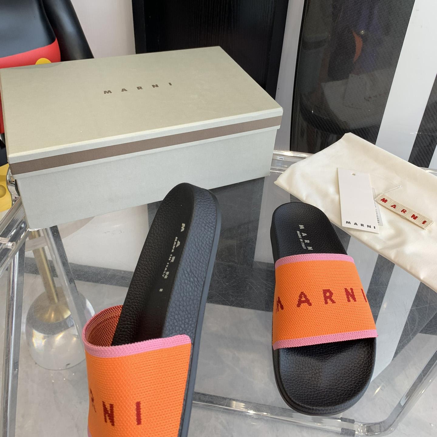 Marni Orange Logo Jacquard Rubber Slide - DopestKickz