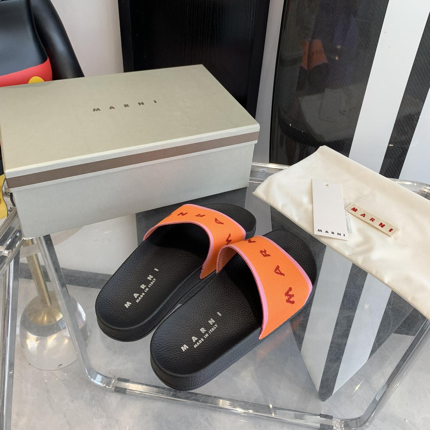 Marni Orange Logo Jacquard Rubber Slide - DopestKickz