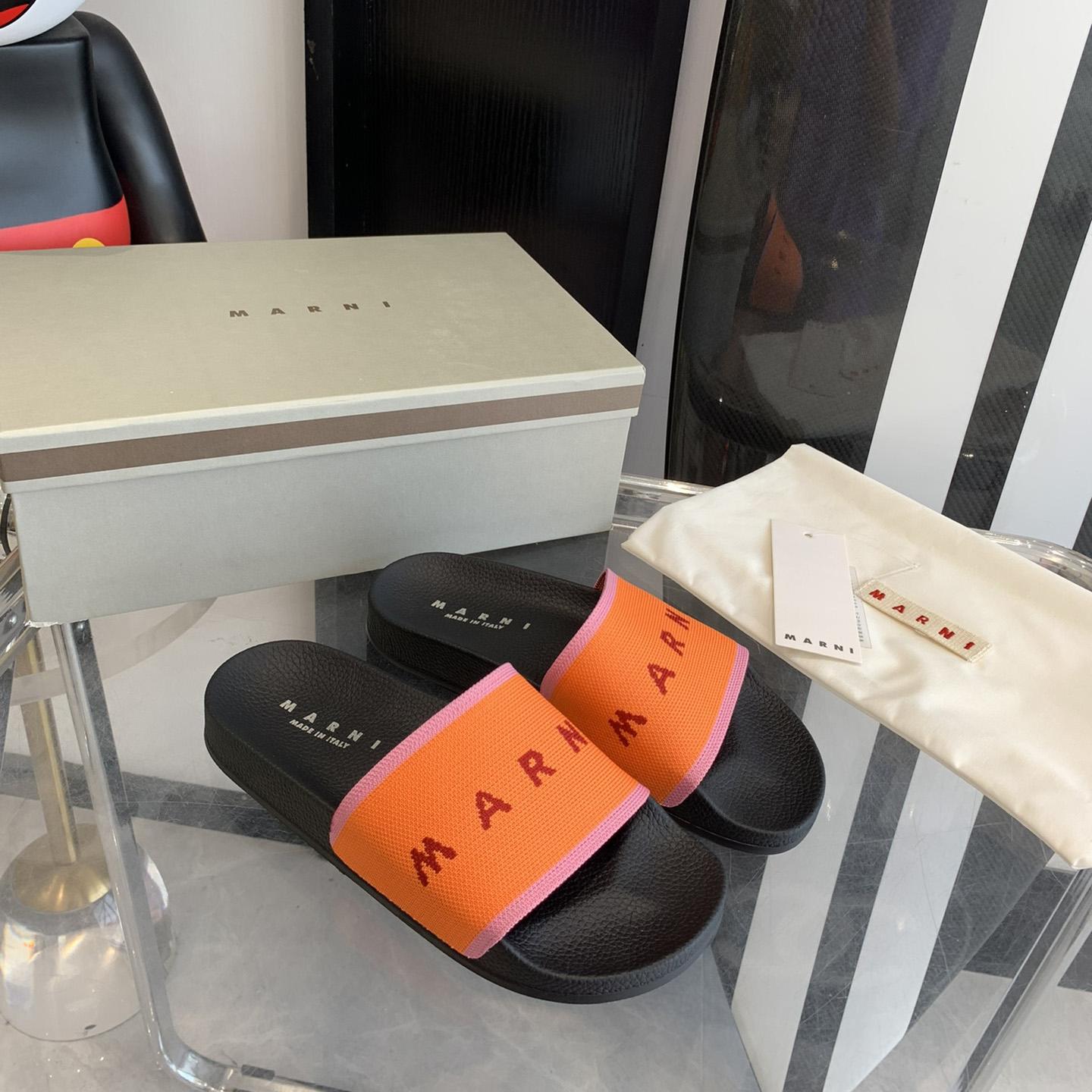Marni Orange Logo Jacquard Rubber Slide - DopestKickz