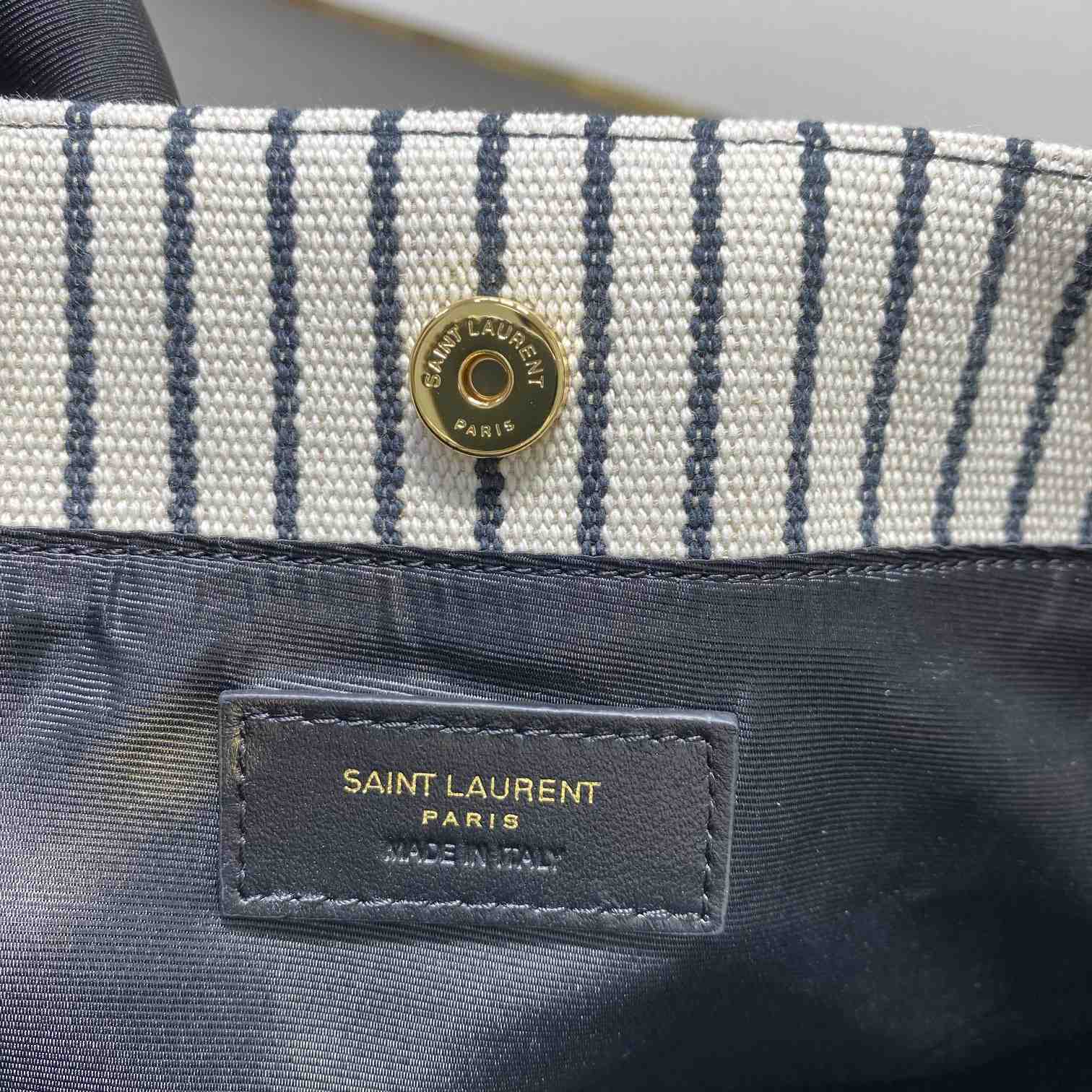 Saint Laurent Shopping Toy Striped Canvas Tote (25x28x8cm) - DopestKickz